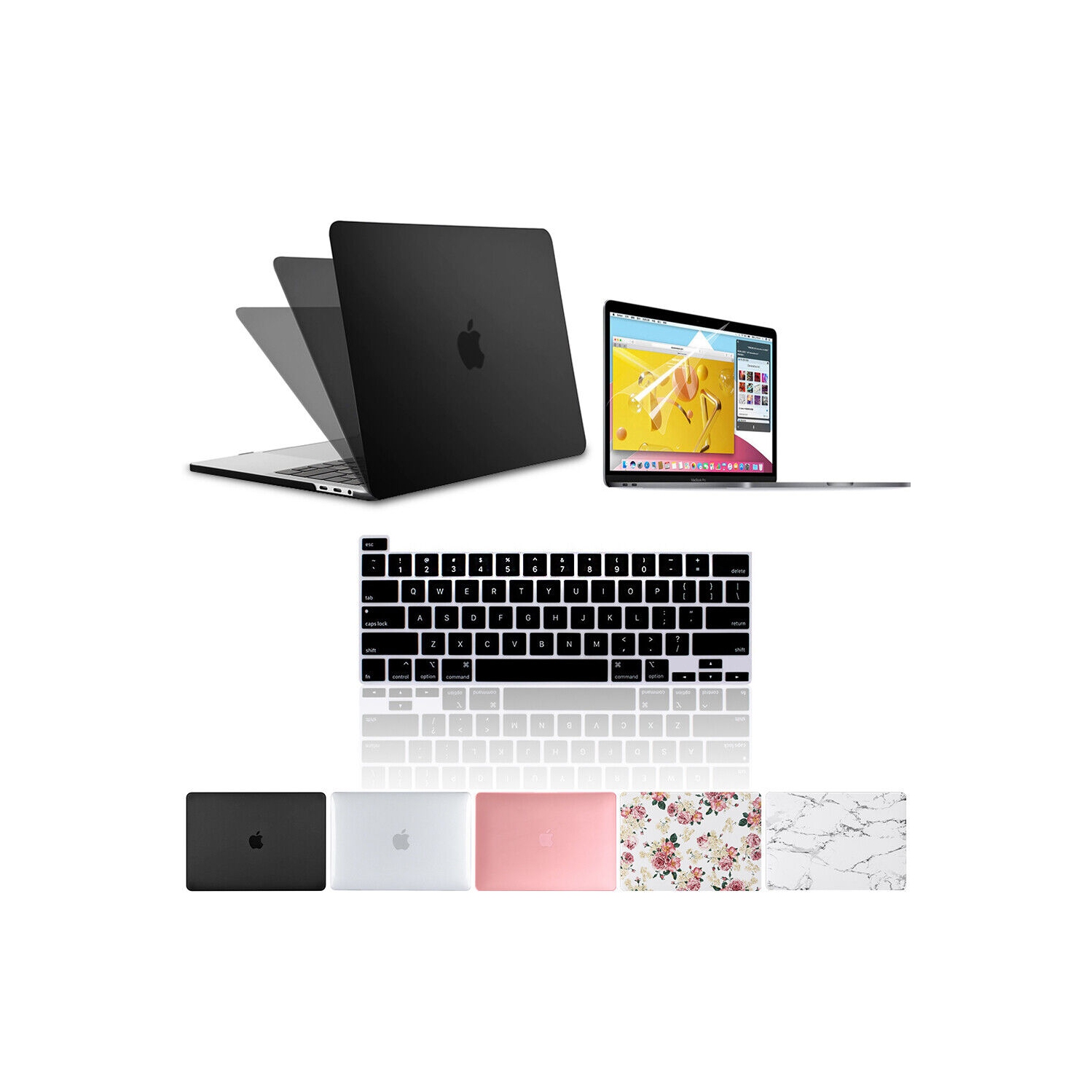 3 IN 1 Rubberized Shell+KB Cover+LCD Film for MacBook 13" A2338 M1, A2289, A2251