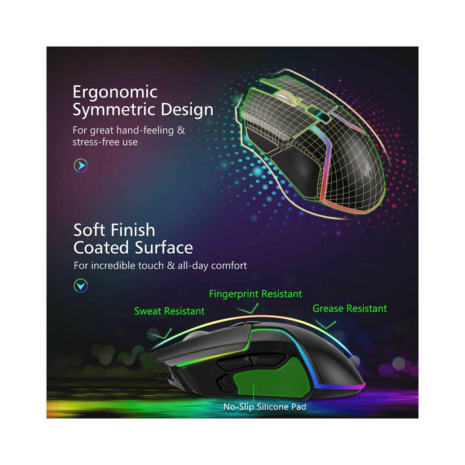 ENSEMBLE CLAVIER ET souris DE jeu PRO LED avec rétroéclairage multicolore changeant de souris CA