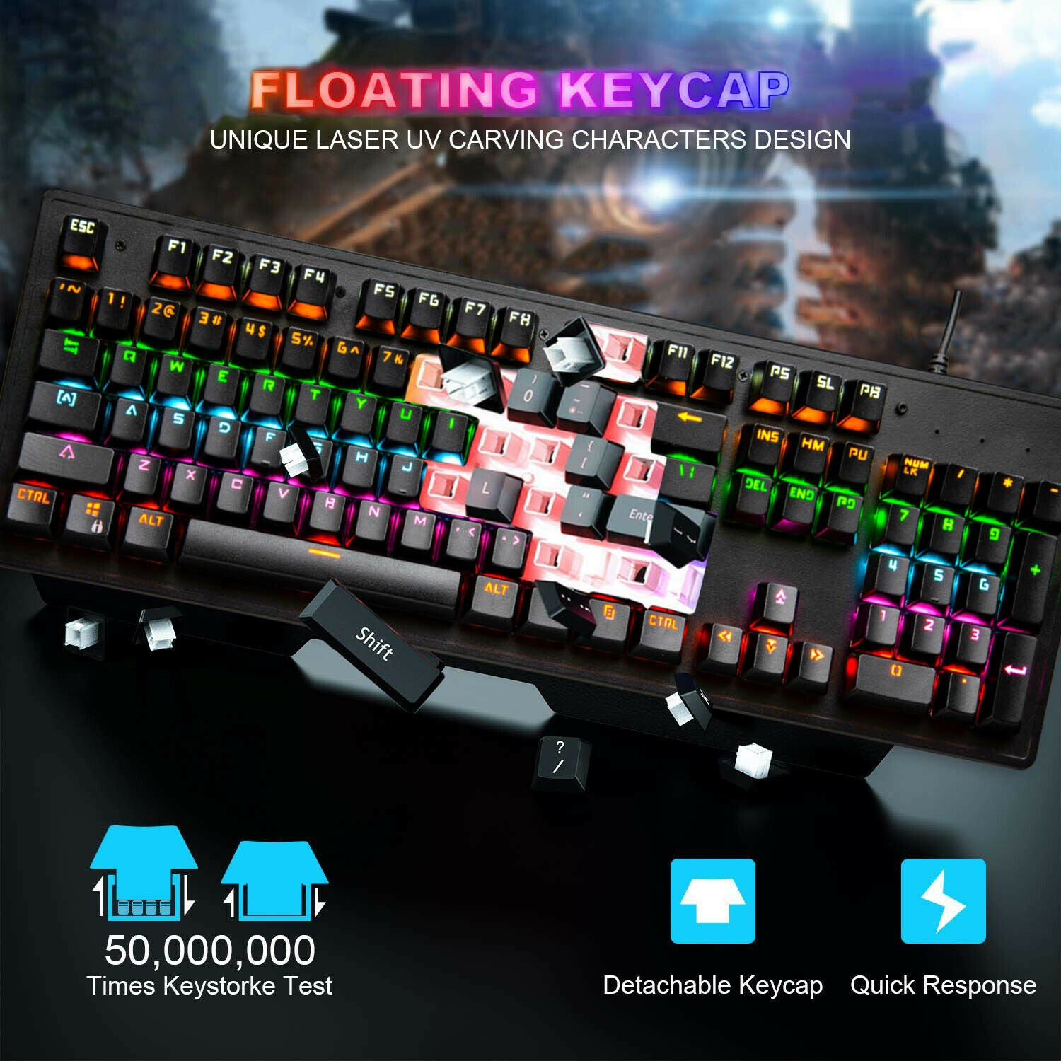 PRO LED Gaming Keyboard and Mouse Set Multi-Colored Changing Backlight Mouse CA