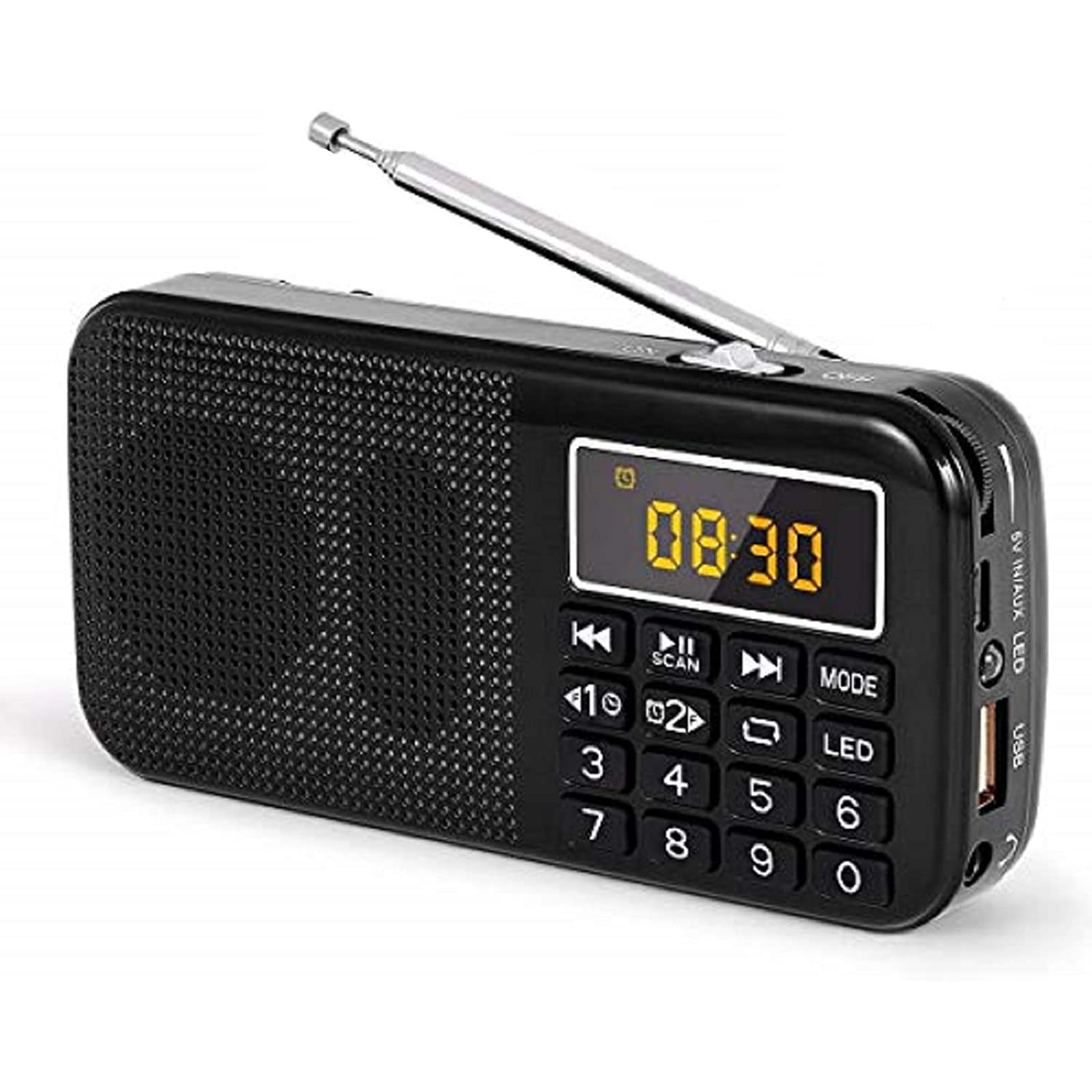 J-725 Portable FM Radio Mini USB Radio with Bluetooth Speaker and SD Card MP3 Player,3000mAh Rechargeable Small