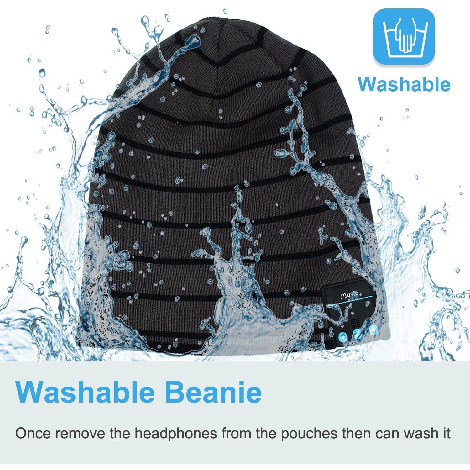 Unisex Trendy Warm Bluetooth Beanie Hat Cap Ear Covers with Wireless Headphone Headset Speaker Mic Hands-Free,