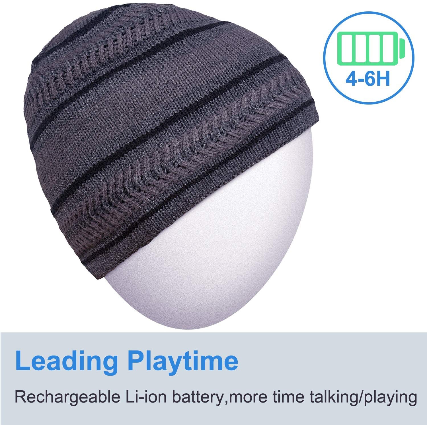 Tuque Bluetooth lavable pompon avec casque d’écoute stéréo sans fil Écouteurs boutons mains de haut-parleur