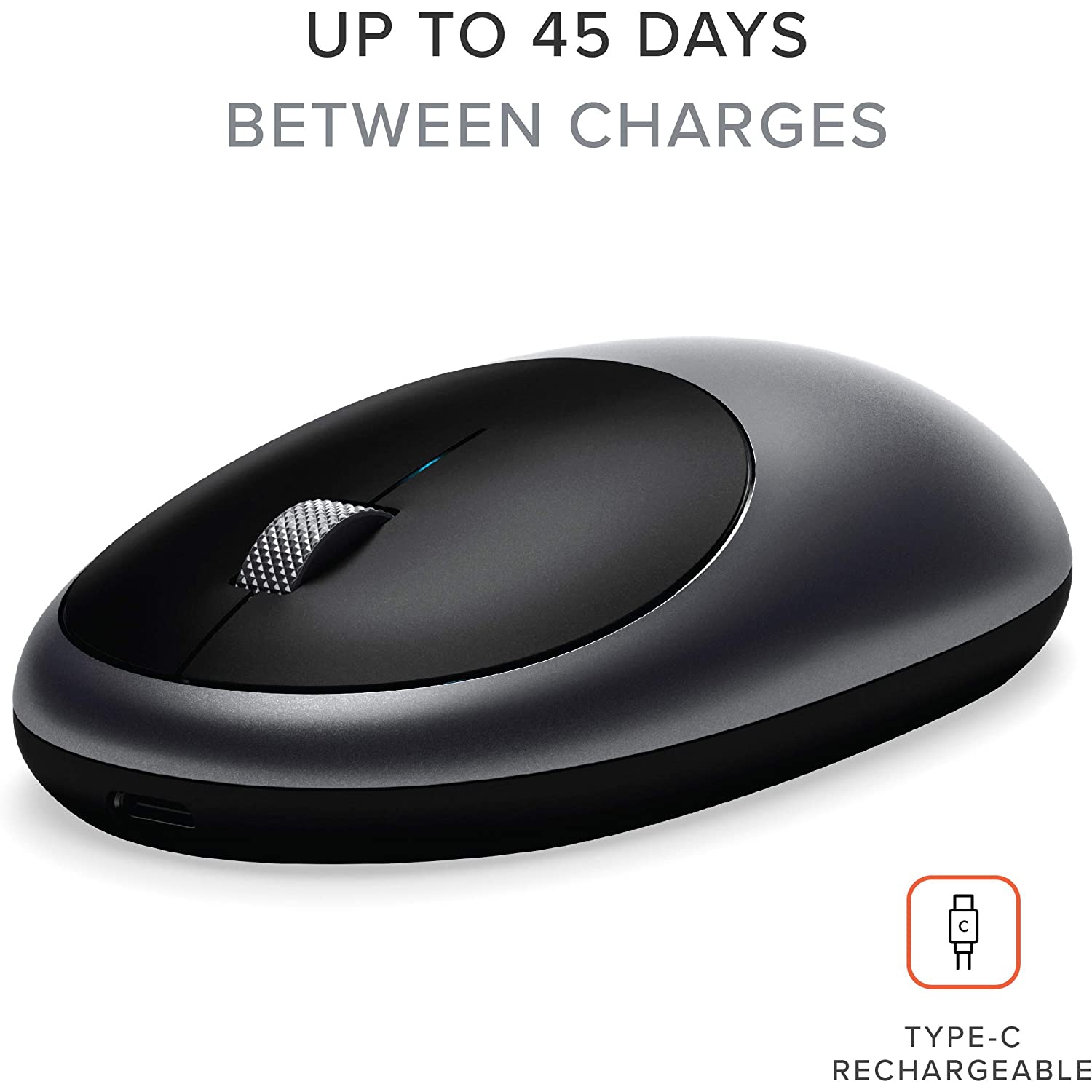 Aluminum M1 Bluetooth Wireless Mouse with Rechargeable Type-C Port - Compatible with Mac Mini, iMac Pro/iMac,