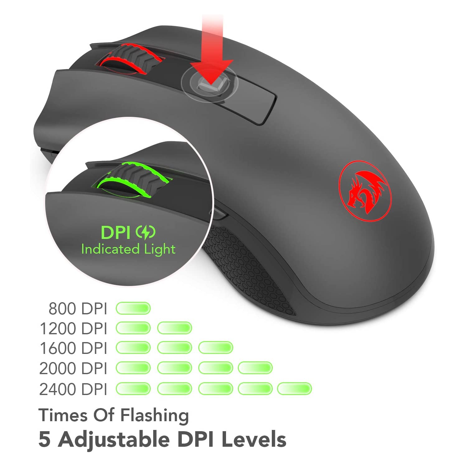M652-BA Wireless Gaming Mouse and Mouse Pad Set, 5 Adjustable DPI Leve Portable 2.4G Wireless Optical Mouse