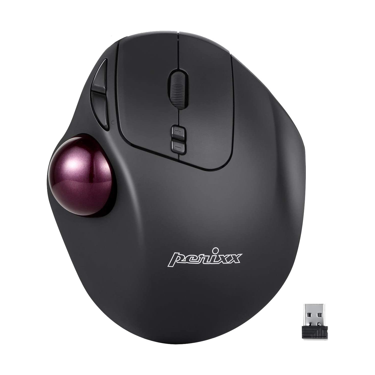 PERIMICE-717 Wireless Programmable Trackball Mouse - 7 Button Design with 5 Programmable Buttons - DPI 400/1000