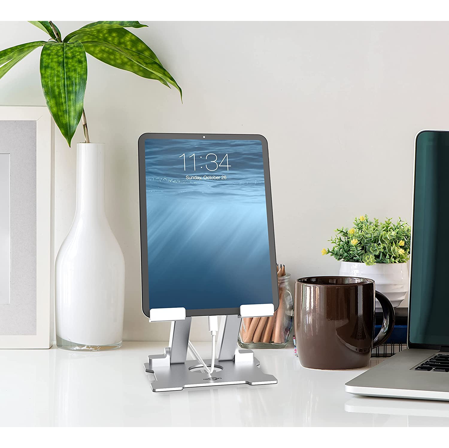 KABCuality Tablet Stand,Adjustable Foldable Eye-Level Aluminum Solid Up to 13.5-in Tablets Holder for Microsoft