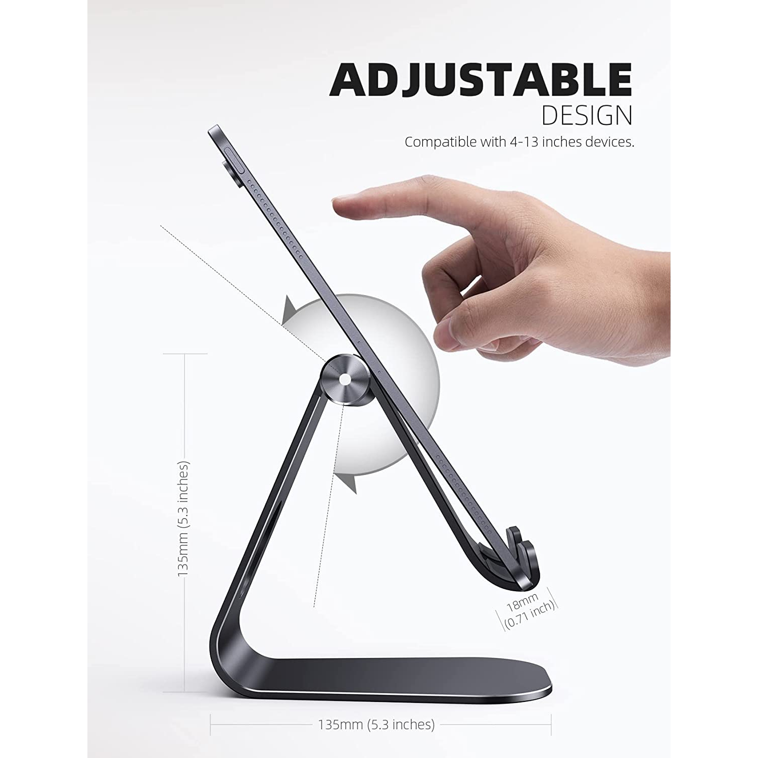 Tablet Stand, Adjustable iPad Stand : Desktop Stand Holder Dock Base Mount for iPad Pro Air mini 2 3 4 9.7