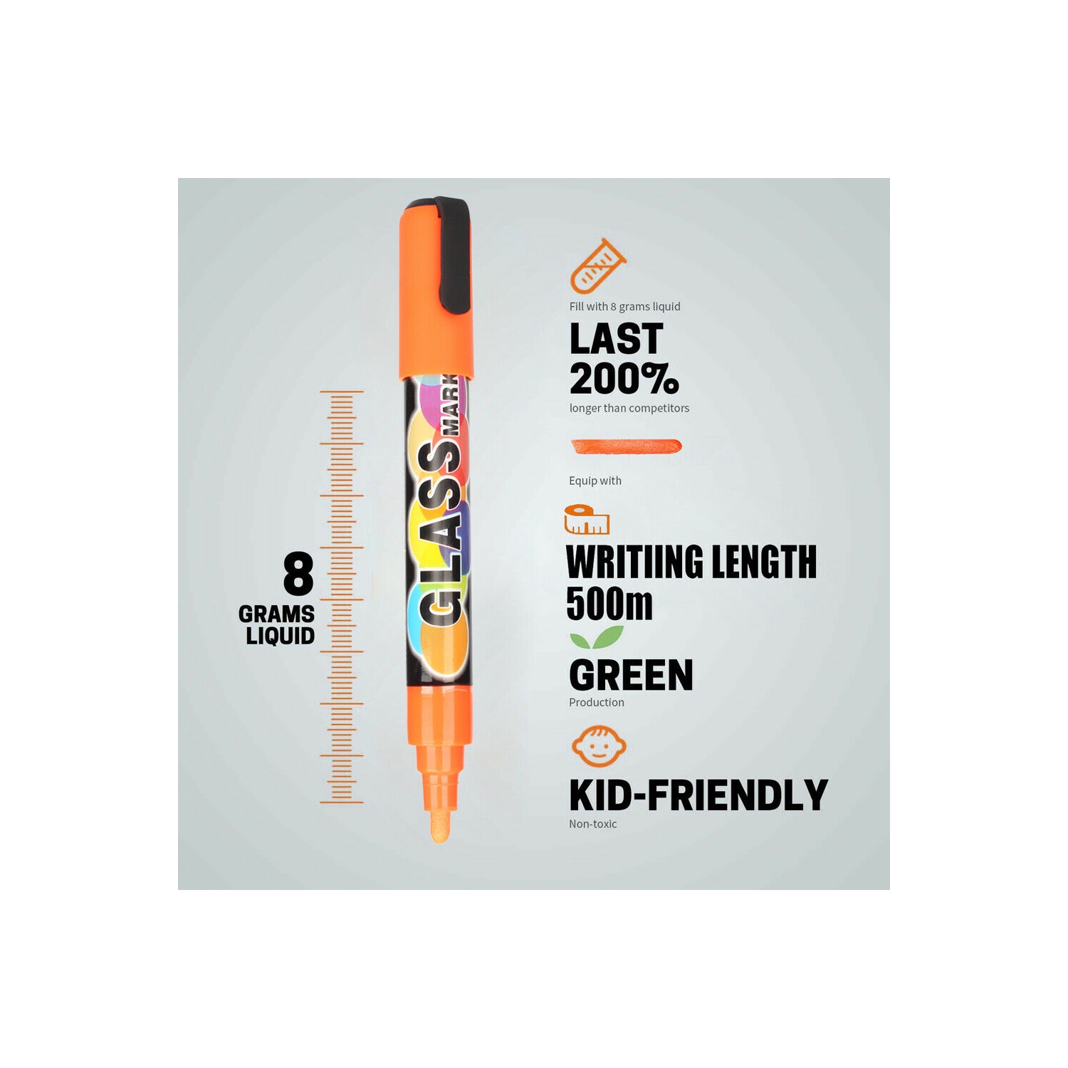 Erasable Liquid Chalk Markers - Reversible Tip - (Multicolored, 6mm)