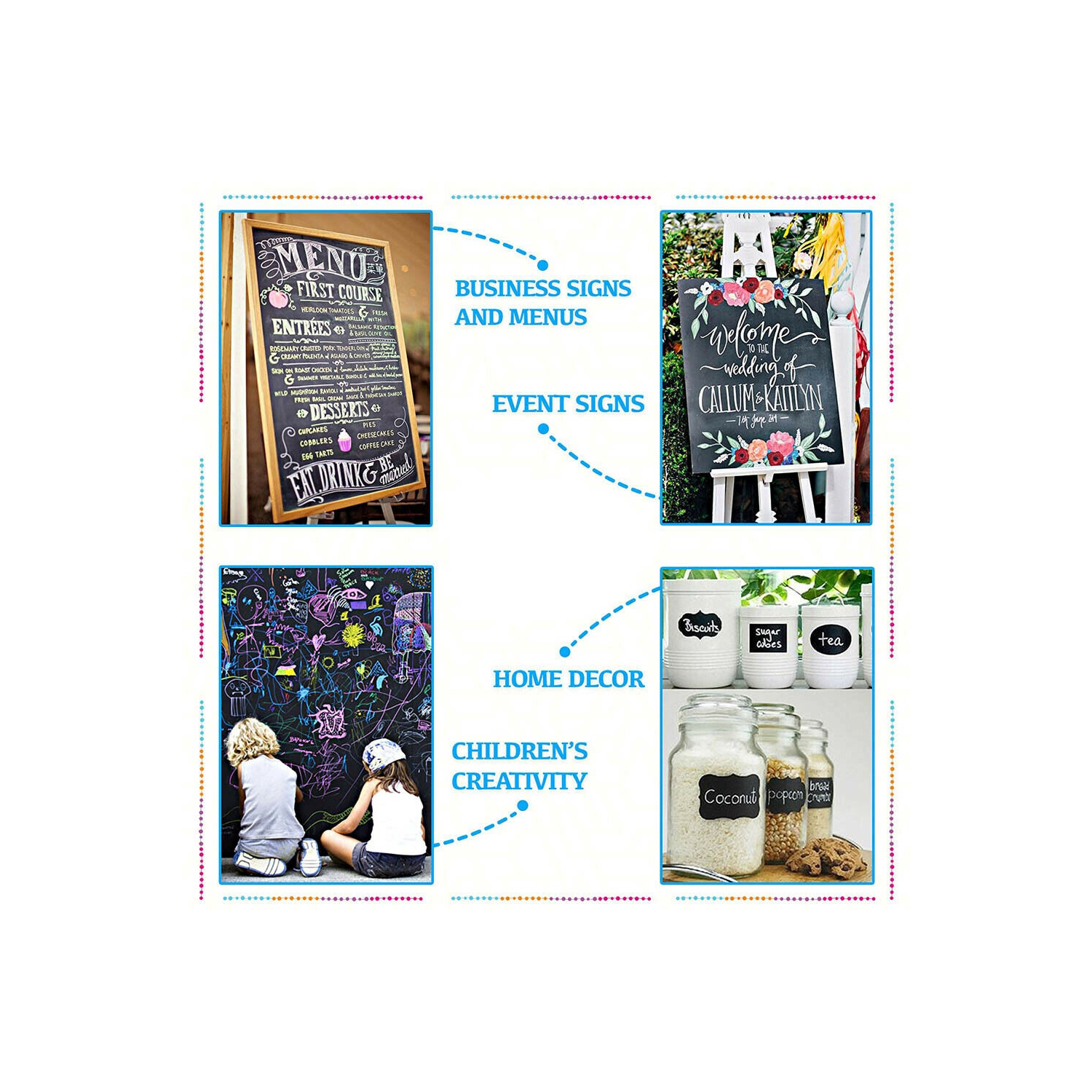 Erasable Liquid Chalk Markers - Reversible Tip - (Multicolored, 6mm)