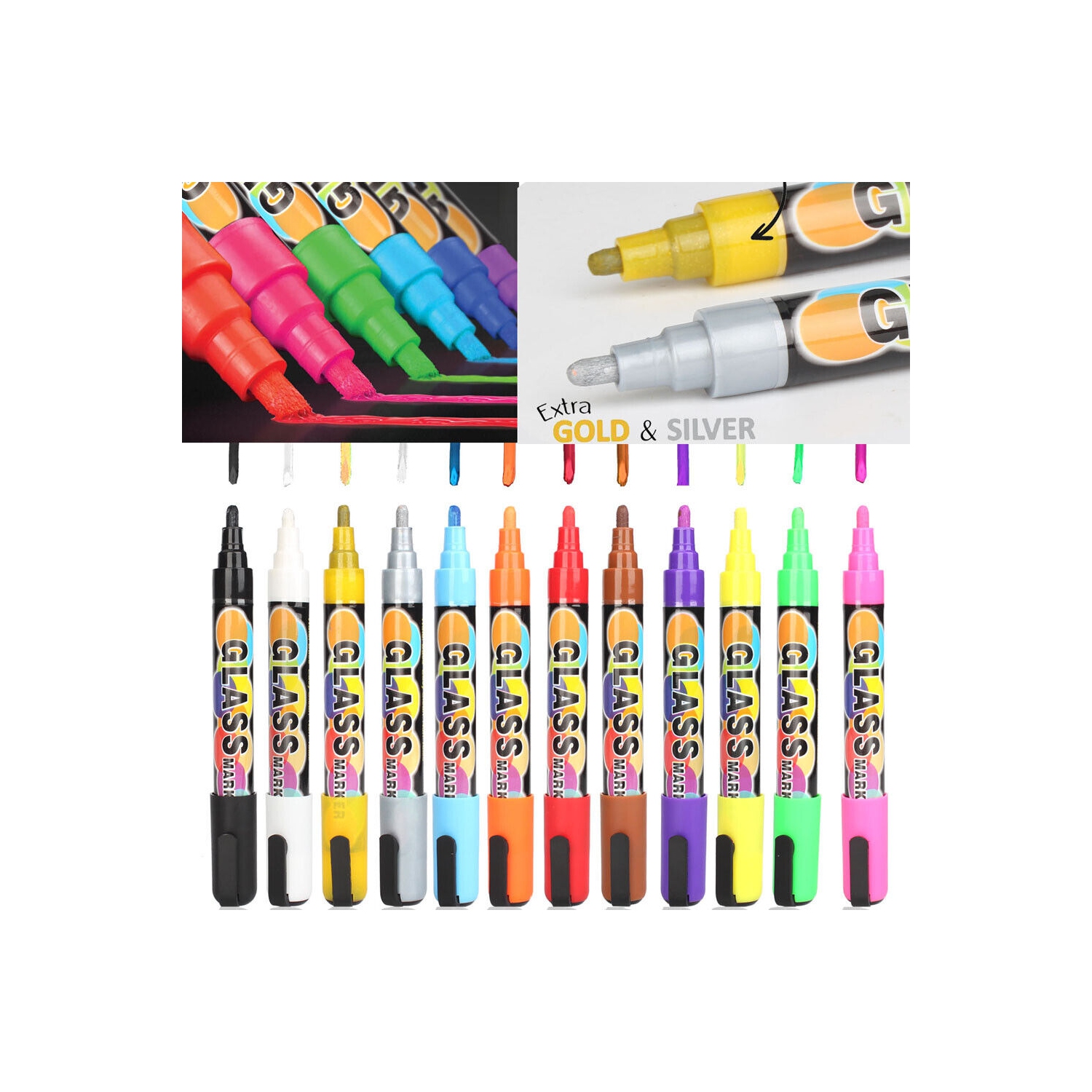 Erasable Liquid Chalk Markers - Reversible Tip - (Multicolored, 6mm)