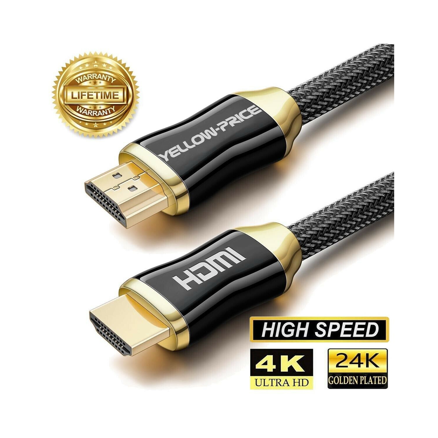 4K High Speed HDMI 2.0 Cable, 3D, UHD, HDR, 1080p, 2160p, Ethernet, Audio Return