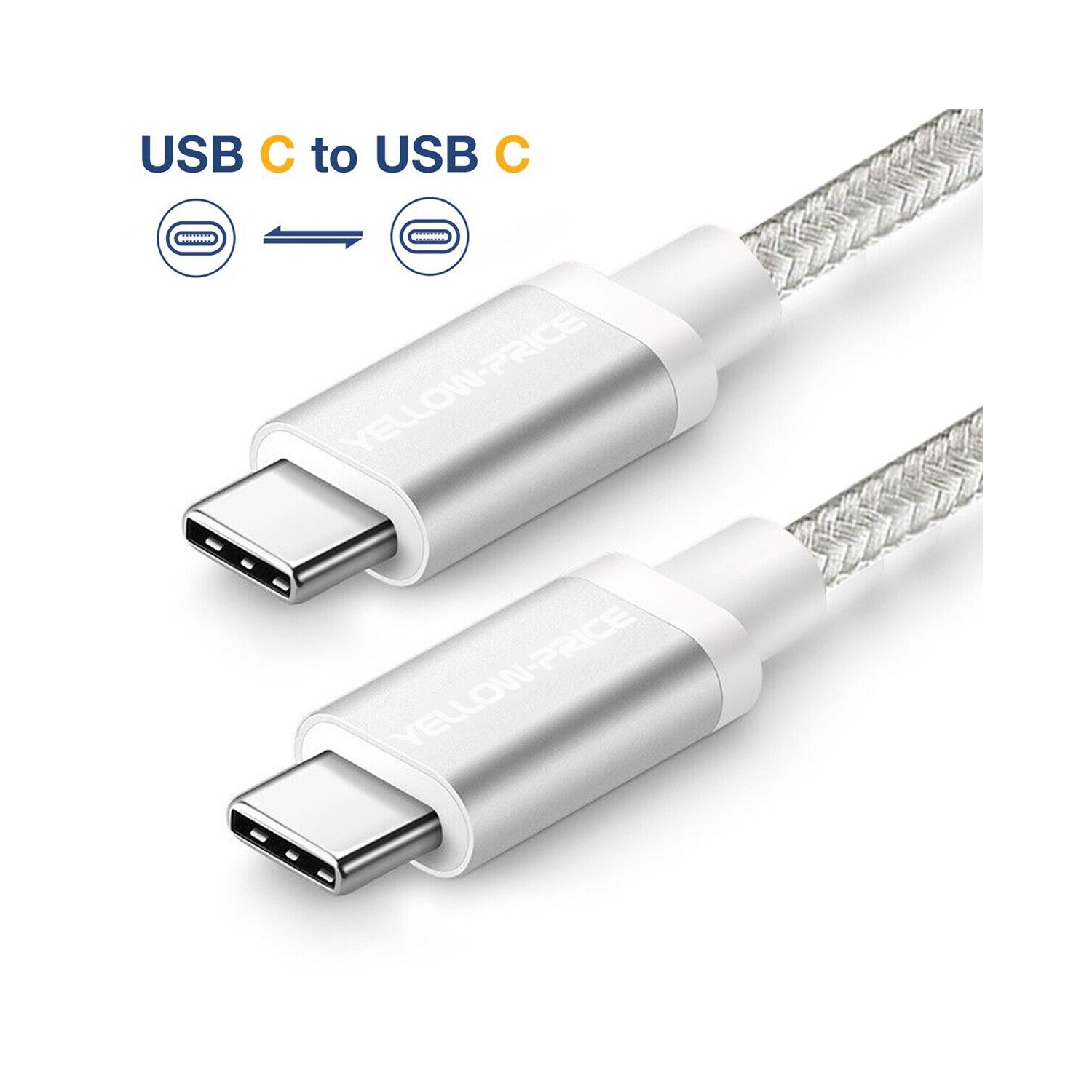 USB Type-C to Type-C 3.1 Gen 2 Cable 10Gbps 60W 4K Video Data Transfer, 3ft/0.9m