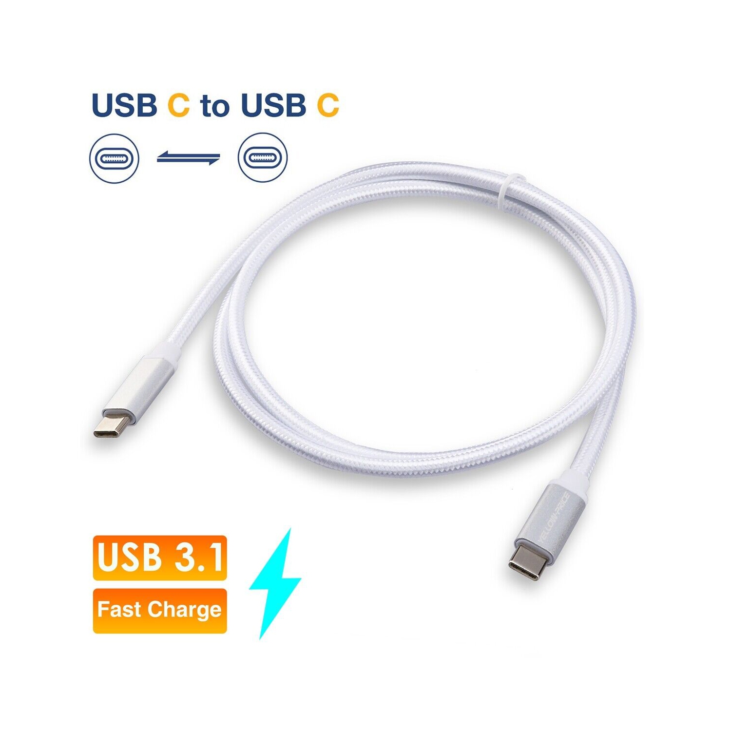 USB Type-C to Type-C 3.1 Gen 2 Cable 10Gbps 60W 4K Video Data Transfer, 3ft/0.9m