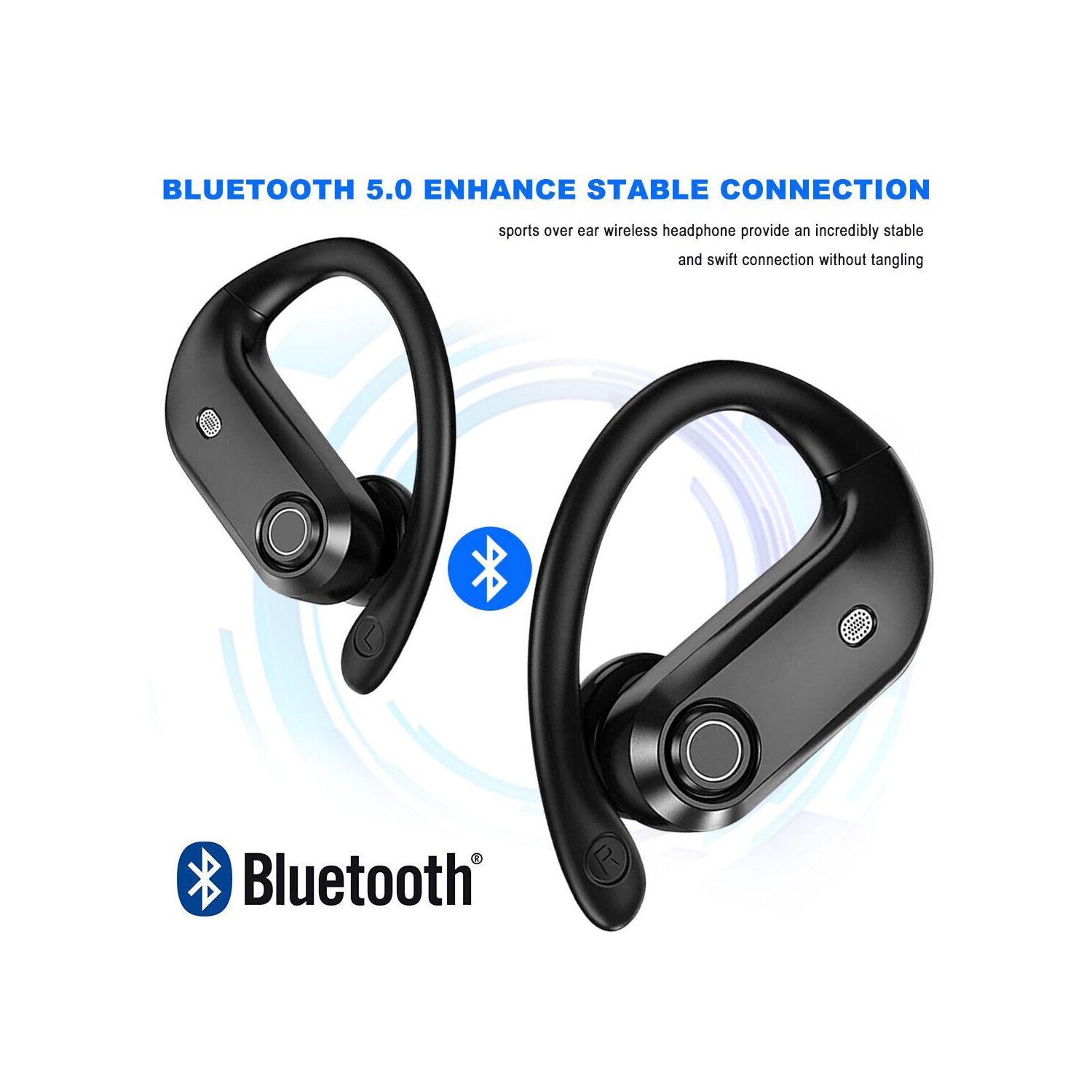 Écouteurs bouton stéréo sans fil Bluetooth 5.0 avec suppression du bruit des appels en environnement