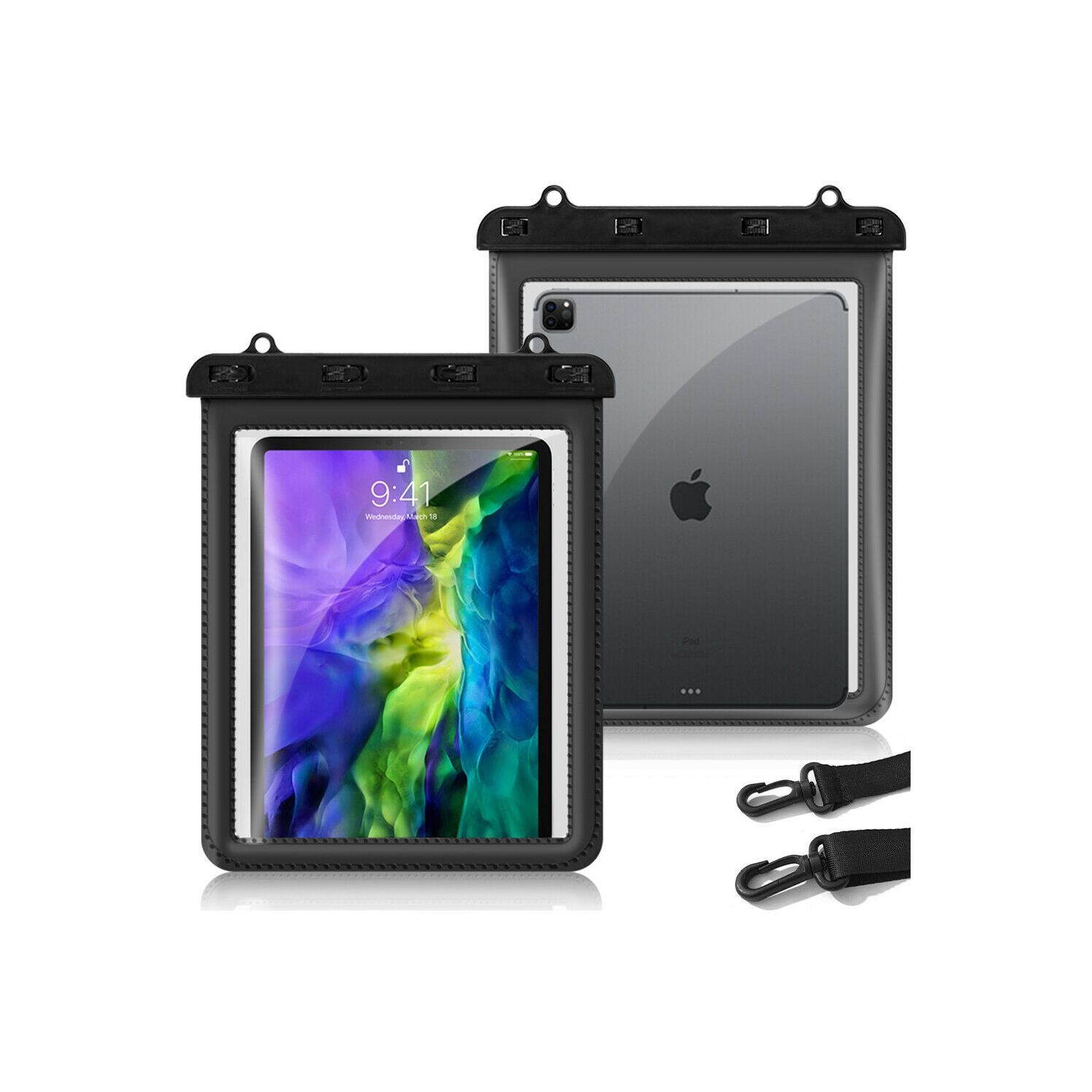 For iPad Pro 11" 2020 / 2018 IPX8 Certified Waterproof iPad Dry Bag Pouch, Black