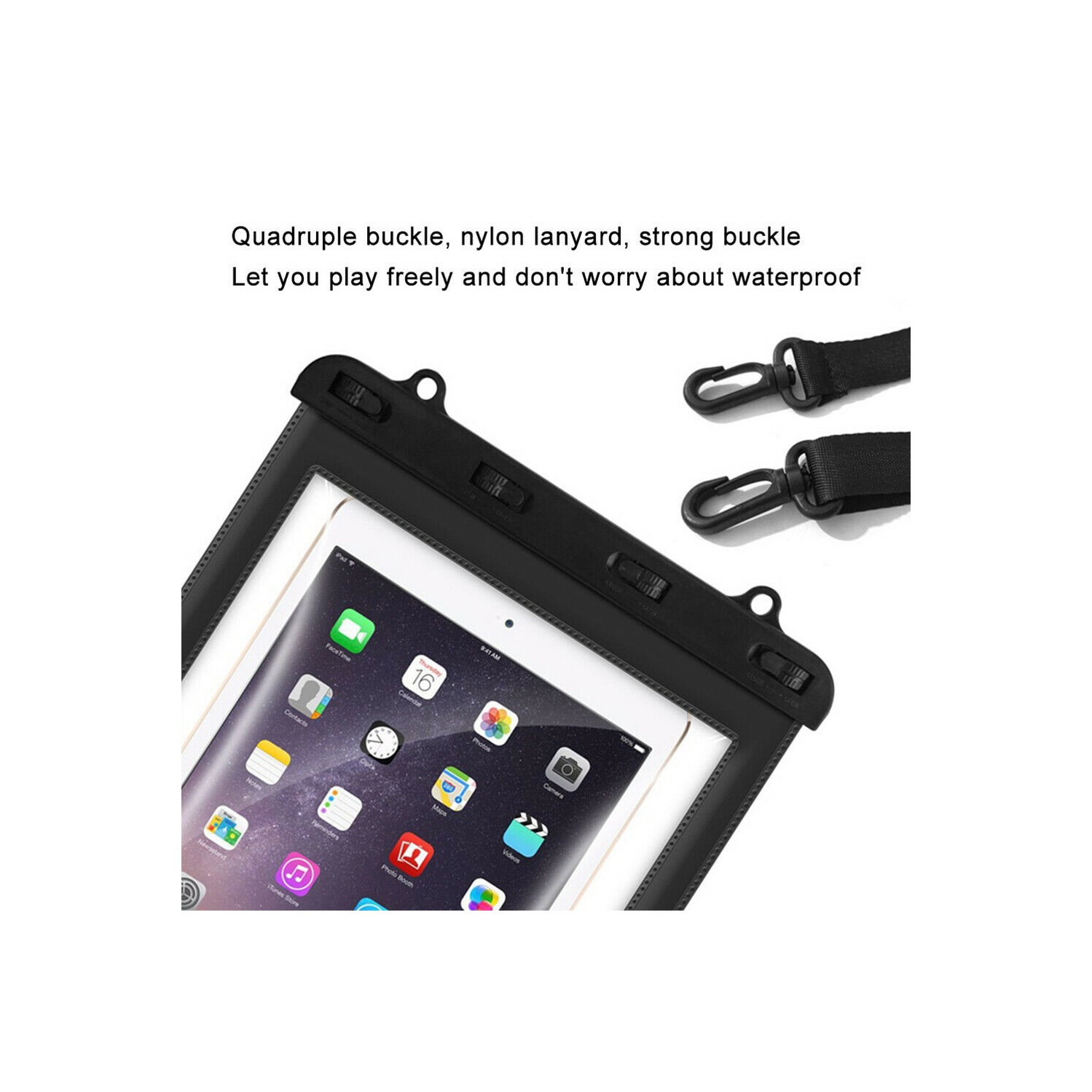 For iPad Pro 11" 2020 / 2018 IPX8 Certified Waterproof iPad Dry Bag Pouch, Black