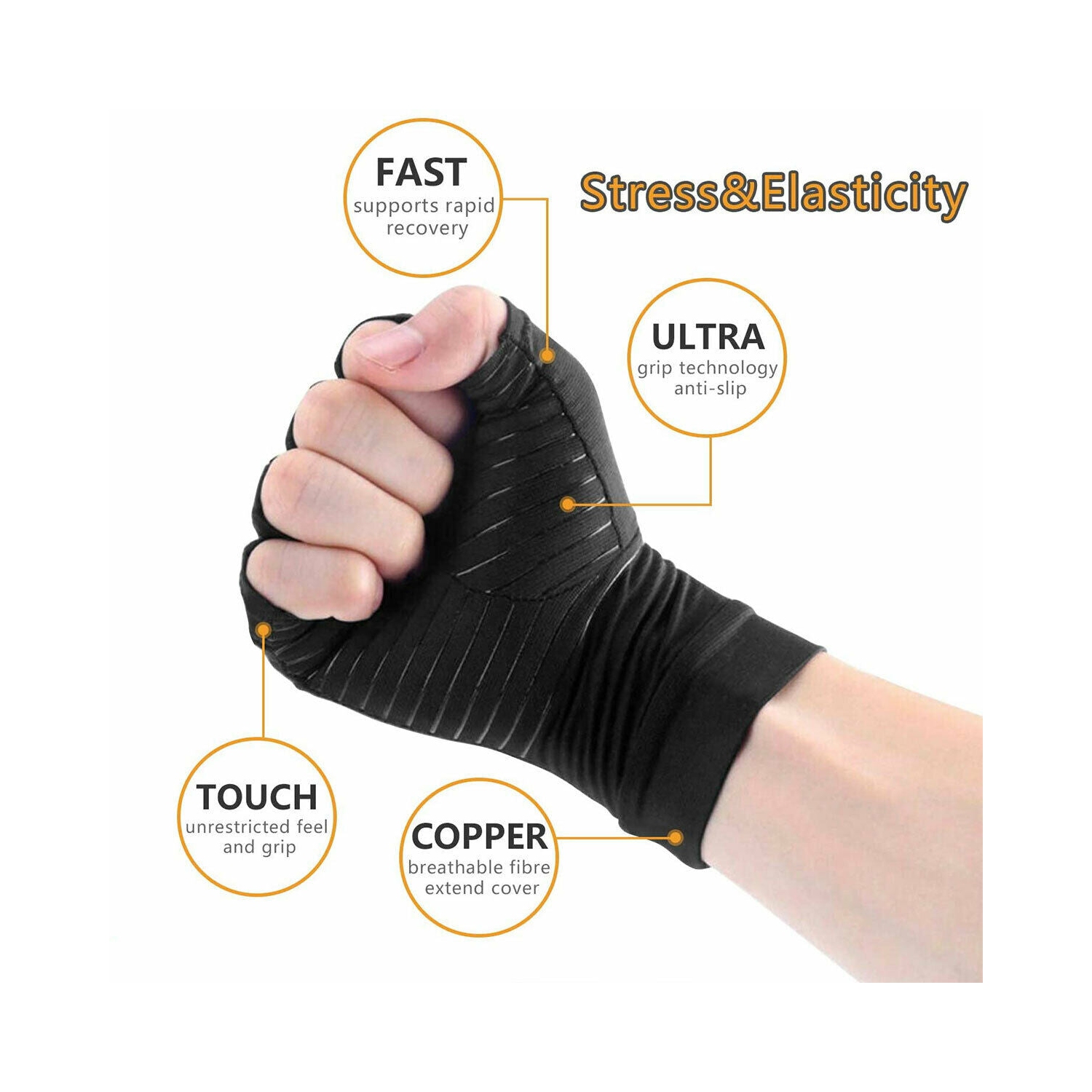 Medical Grade Quality Copper Infused Arthritis Compression Gloves