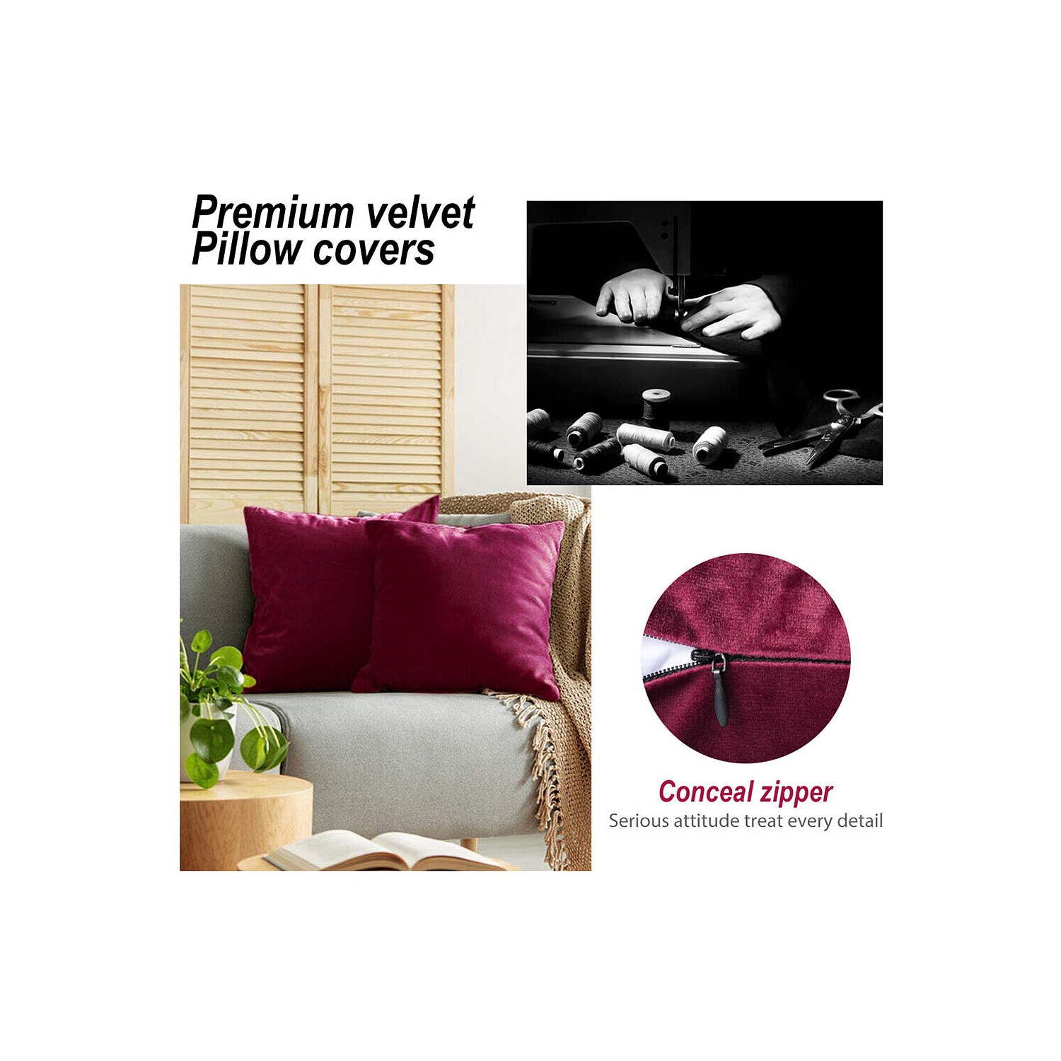 2x couvertures de taie d’oreiller carrées modernes en velours uni, douces pour la peau