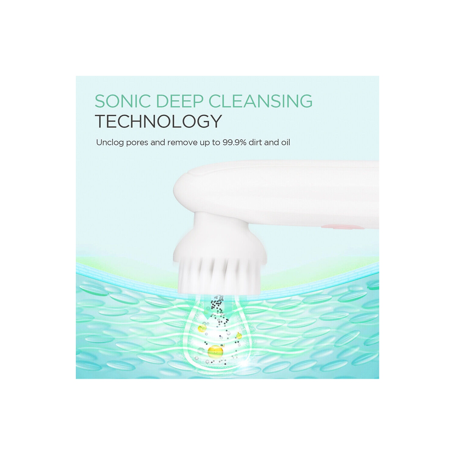 IPX6 Waterproof Sonic Facial Cleansing Brush- 2 Speed Modes, 2 Brush Heads, Base