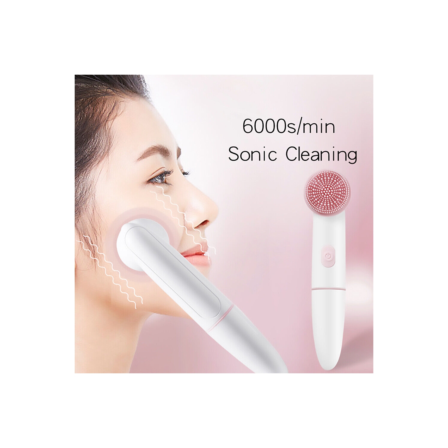 IPX6 Waterproof Sonic Facial Cleansing Brush- 2 Speed Modes, 2 Brush Heads, Base