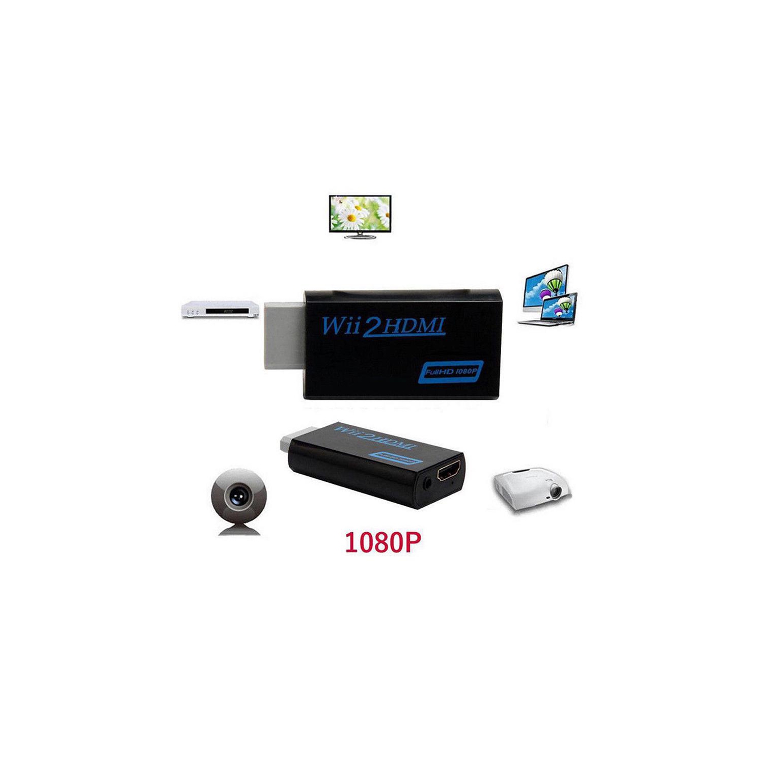 Wii to HDMI Converter Adapter 1080p 720p HD Upscale 3.5mm Audio Output