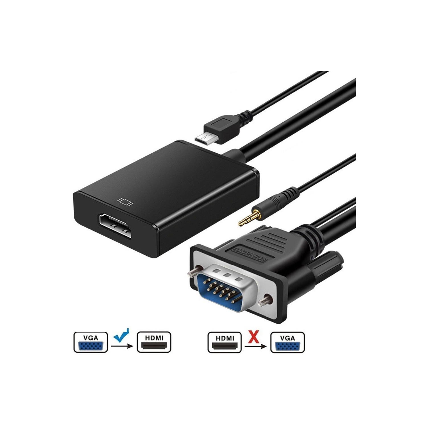 VGA to HDMI Adapter Converter Full HD 1080P HDTV VGA HDMI Cable Connector