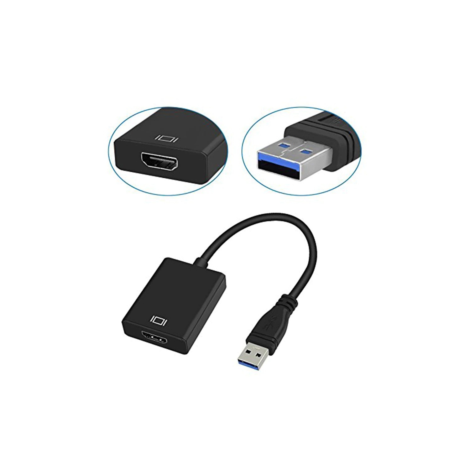 USB 3.0 to HDMI Cable Adapter Multi Display Video Converter, Windows 7 8 10, Desktop, Laptop, PC, Monitor, Projector, HDTV [Not Support Linux, Chromebook]