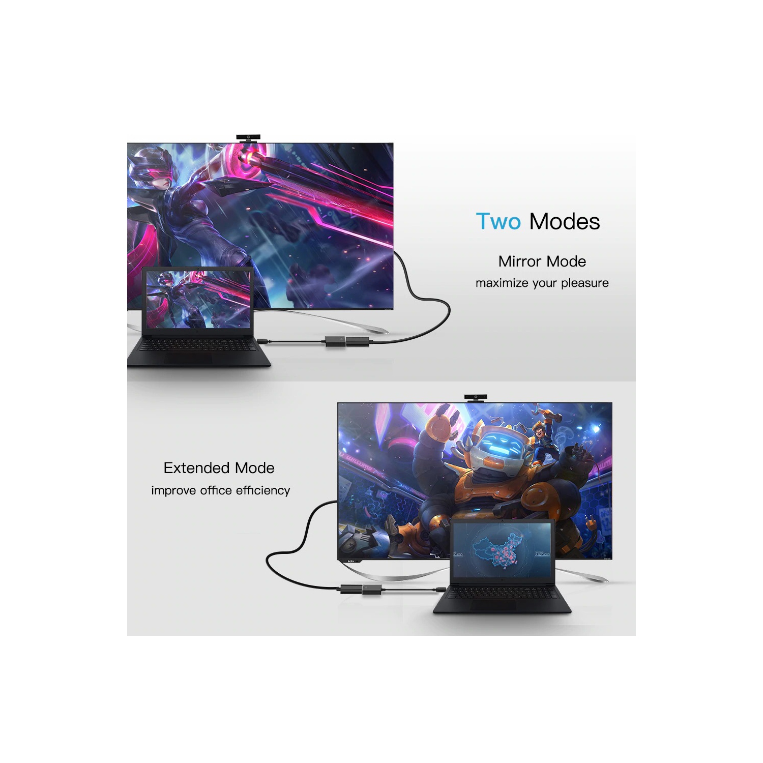 Adaptateur de câble USB 3,0 à HDMI Convertisseur vidéo multi-écran, Windows 7 8 10, ordinateur de bureau, ordinateur portable, PC, moniteur,