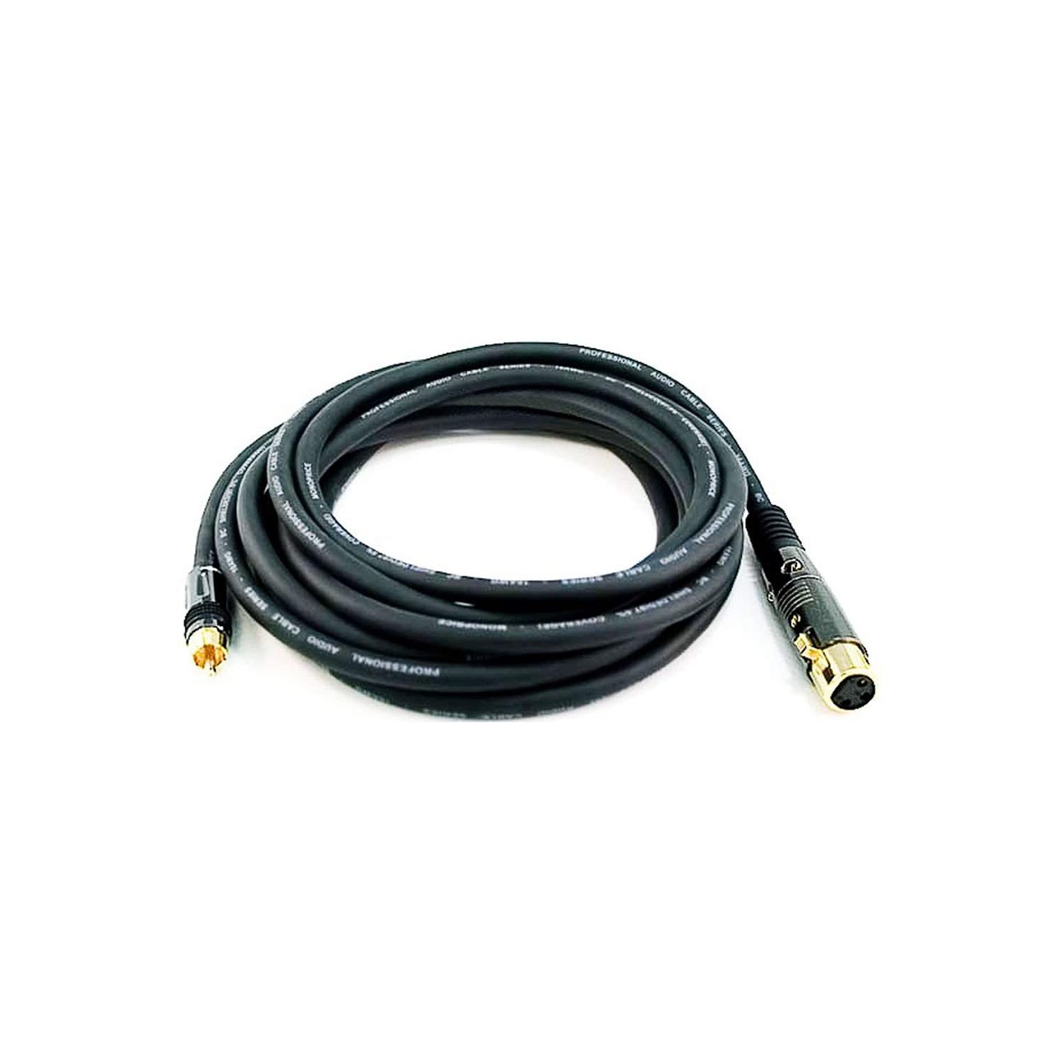 Câble XLR femelle à RCA mâle de série premier - 15 pi - Noir - connecteurs plaqués or | Câble blindé calibre 16 AWG