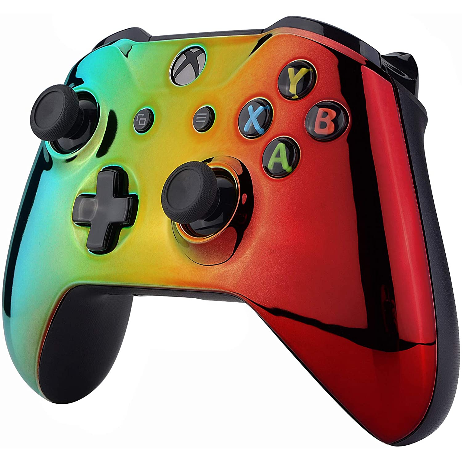 Couvre-plaque en dégradé tricolore, boîtier avant rouge et cyan doré chromé, trousse de remplacement pour Xbox