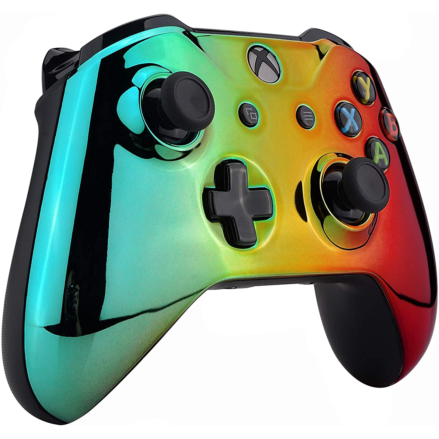 Couvre-plaque en dégradé tricolore, boîtier avant rouge et cyan doré chromé, trousse de remplacement pour Xbox