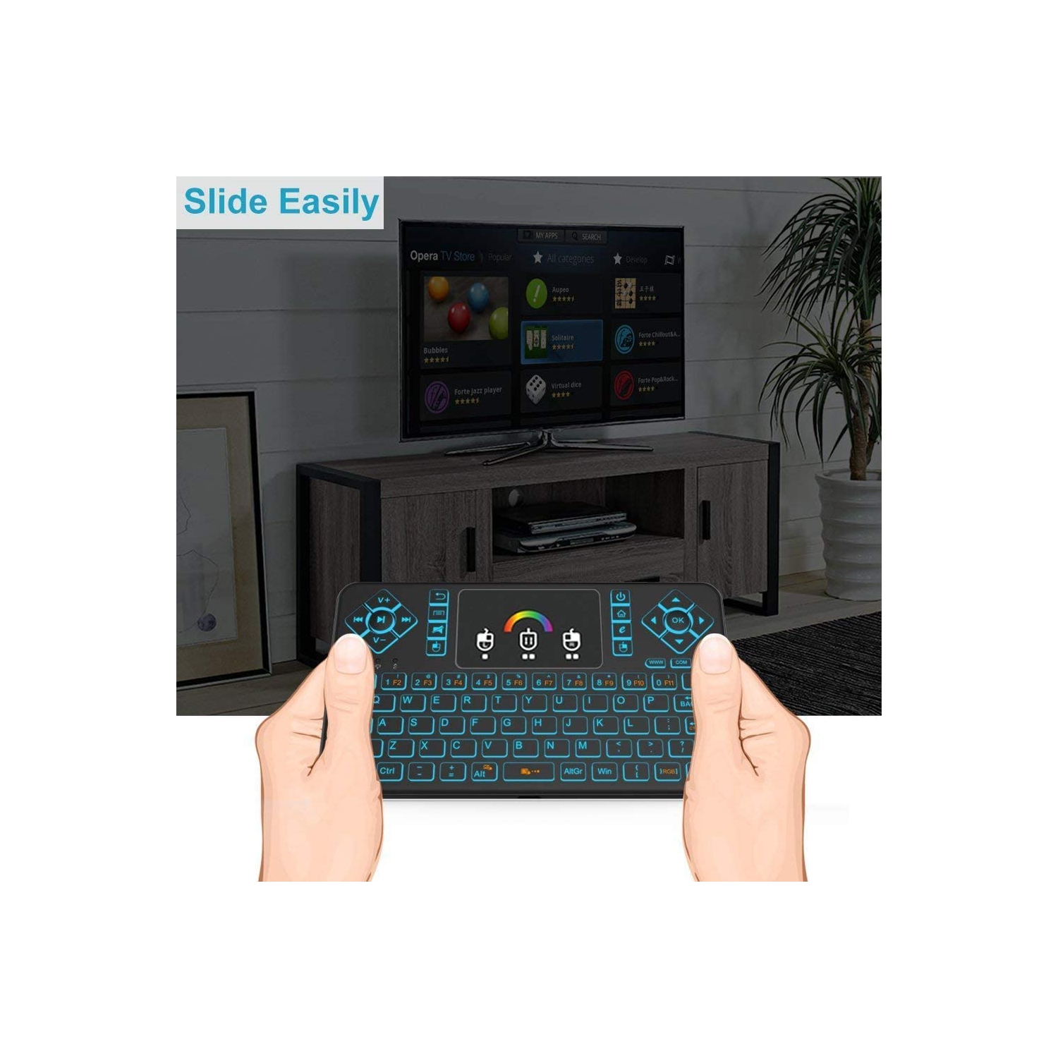 Mini Wireless Keyboard,Q9 Mini Keyboard with Touchpad,Colorful Backlit Small Wireless Keyboard,Mini Rechargeable