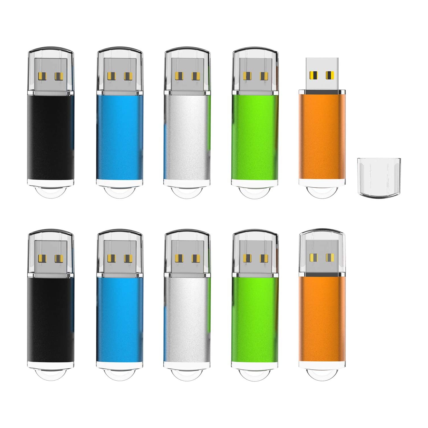 10 Pack 8GB USB Flash Drives Thumb Drive Memory Stick USB 2.0 Key Jump Drive Pen Drive Zip Drives (5 Colors: