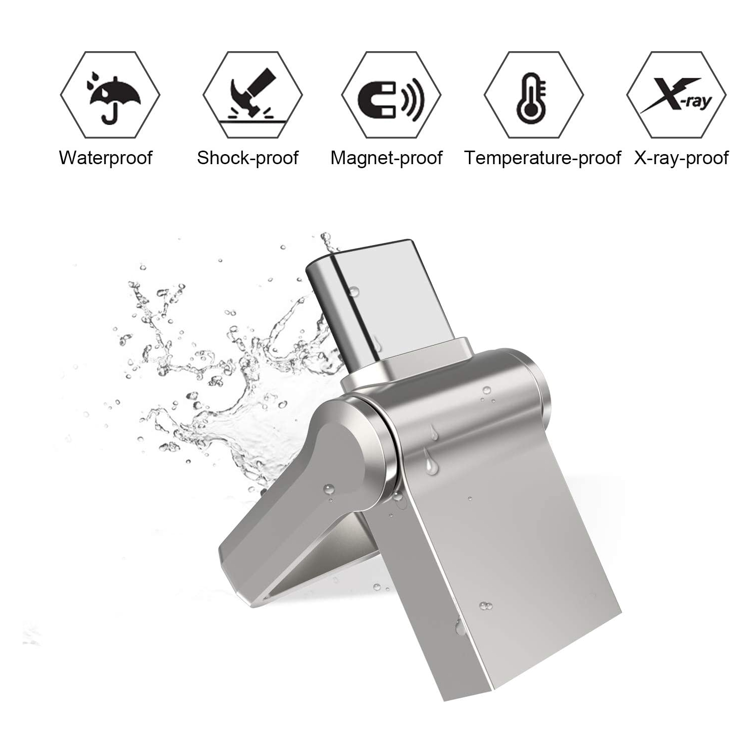 64GB Type C Flash Drive USB 3.0 Metal Dual OTG Flash Drive USB C Thumb Drive Memory Stick for USB-C Smartphones,