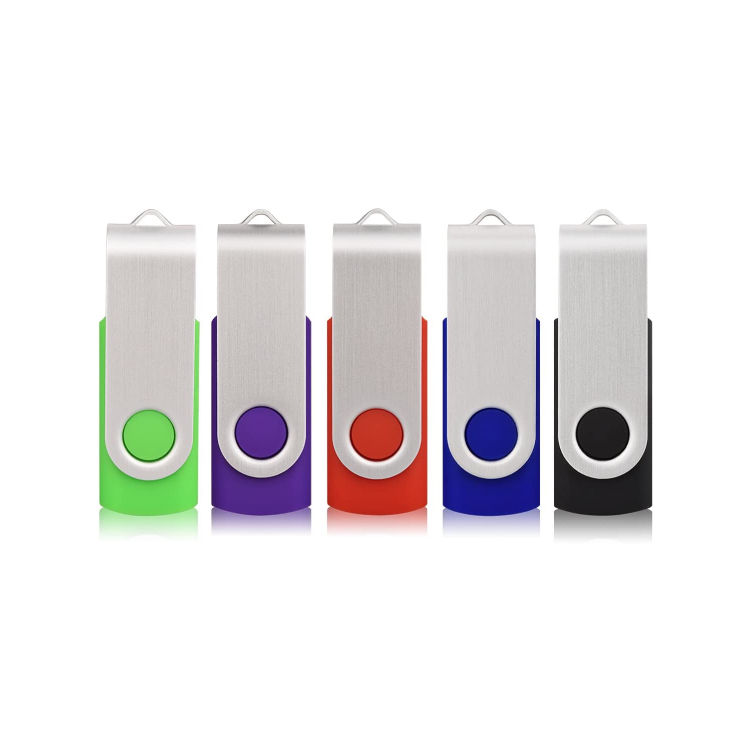 5 clés USB 32 Go, clé mémoire, rangement, clé, stylet, clé USB, disque U, conception pivotante (5 couleurs variées :