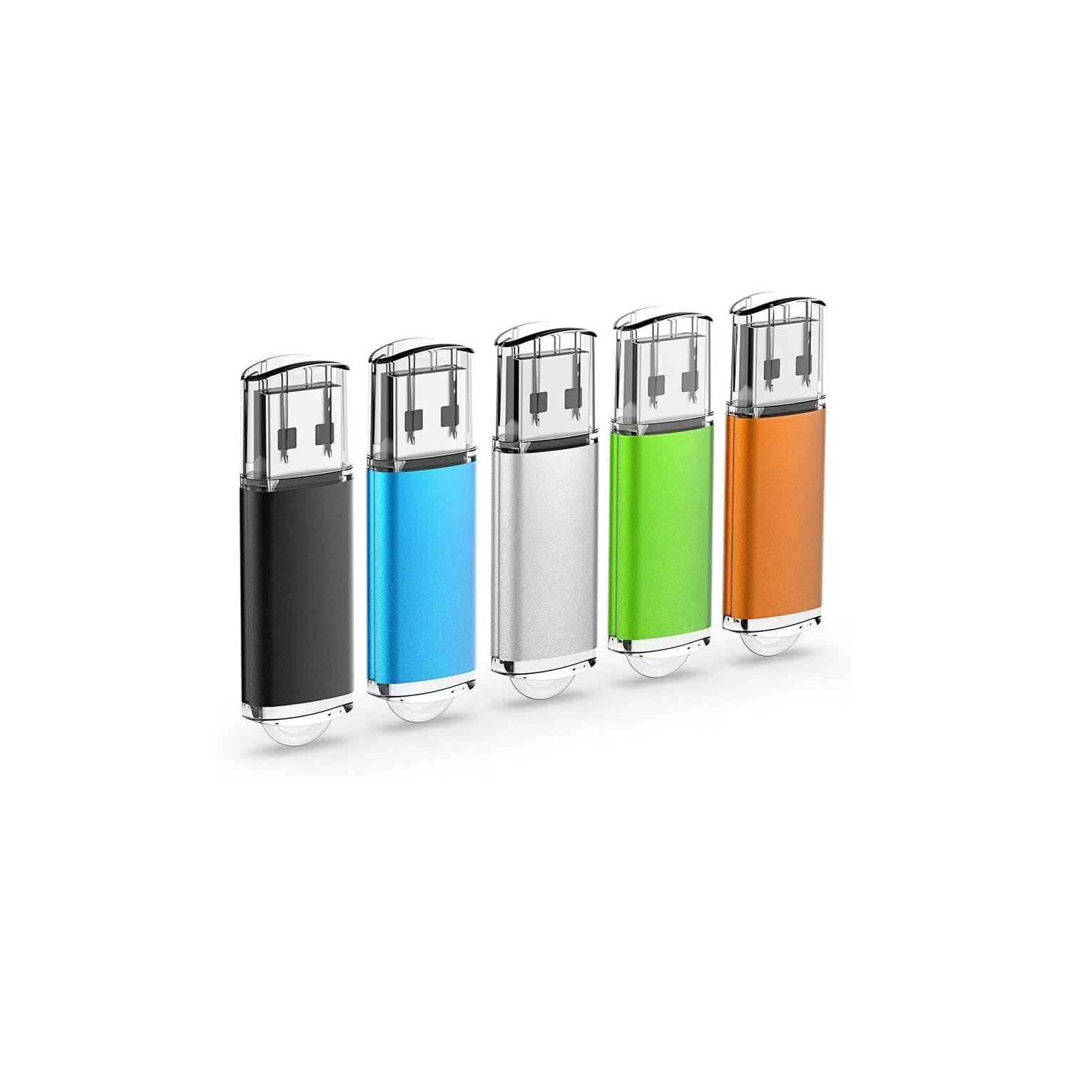 5 Pack 64GB USB Flash Drives Thumb Drives Memory Stick USB 2.0 JumpDrive(5 Colors: Black Blue Green Orange