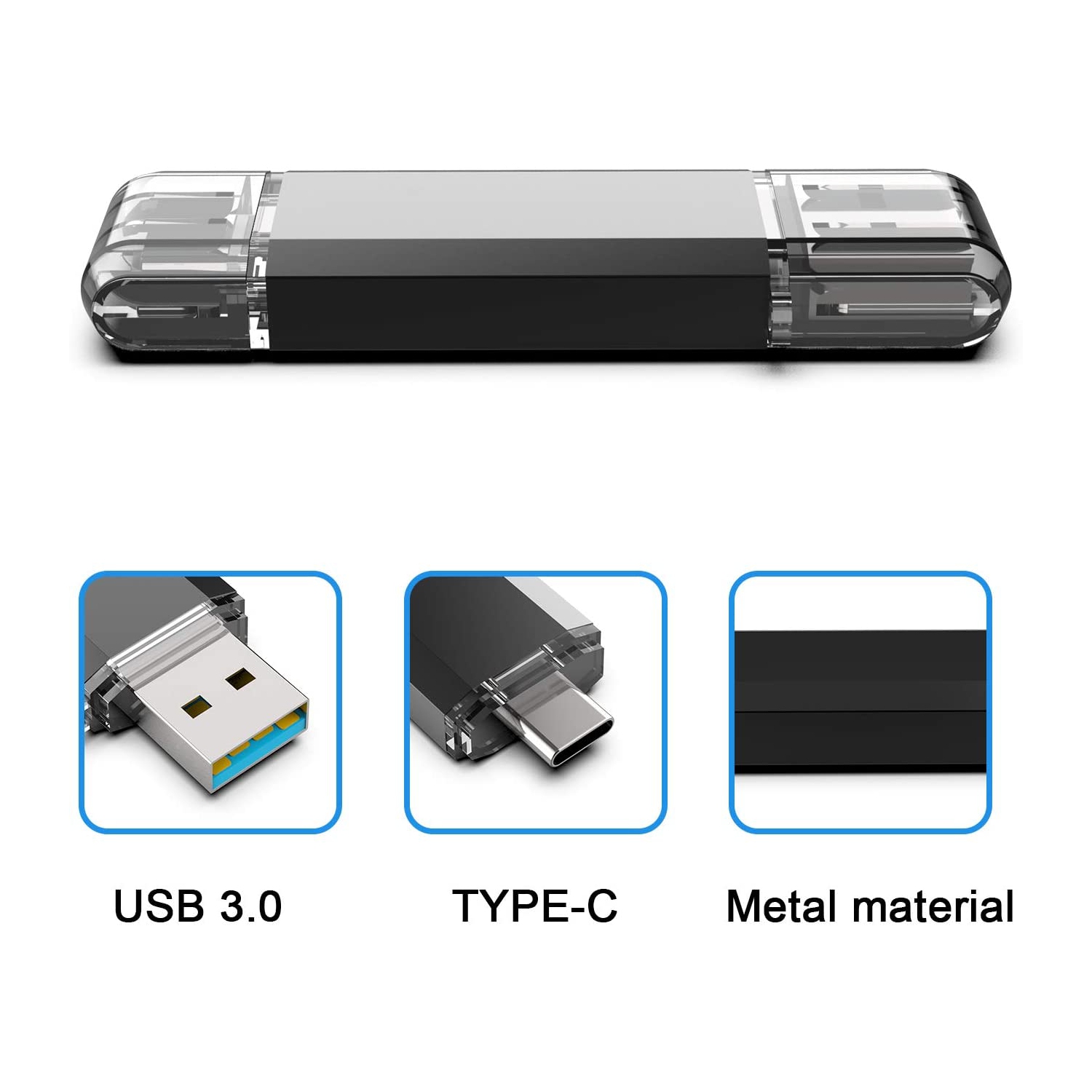 64GB USB Flash Drive, Type C Dual Flash Disk(USB-A 3.0/USB-C 3.0), High Speed Thumb Drive USB Pen Stick for USB C