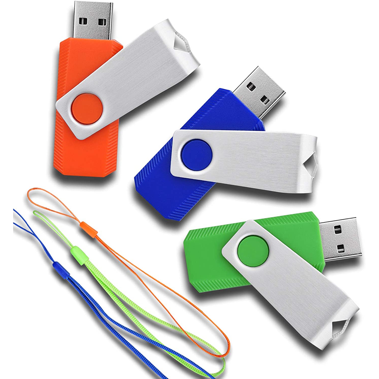 3 Pcs USB Flash Drive 16GB USB2.0 Thumb Drive Memory Stick Swivel Design