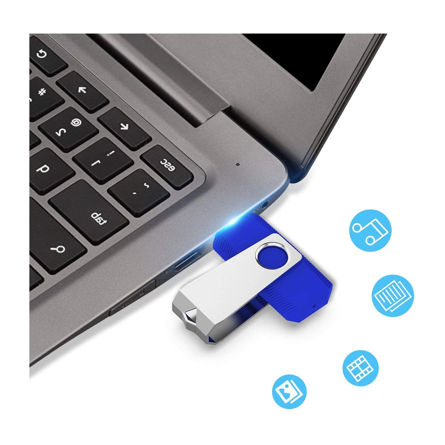 3 Pcs USB Flash Drive 16GB USB2.0 Thumb Drive Memory Stick Swivel Design