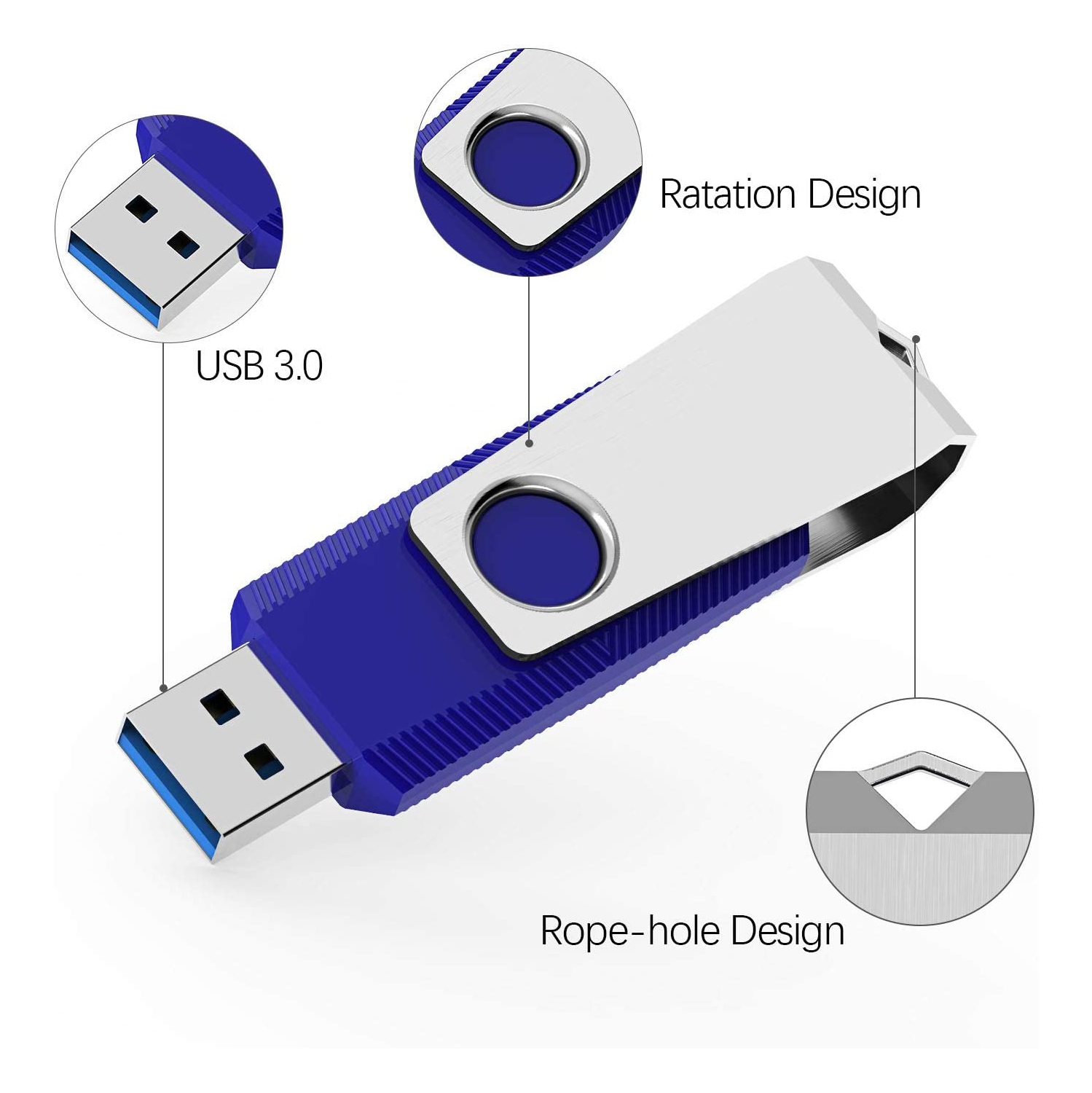 5 clés 32 Go USB 3.0 mémoire clé USB Fold rangement clé USB Pen Drive U conception pivotante disque (5 mixtes