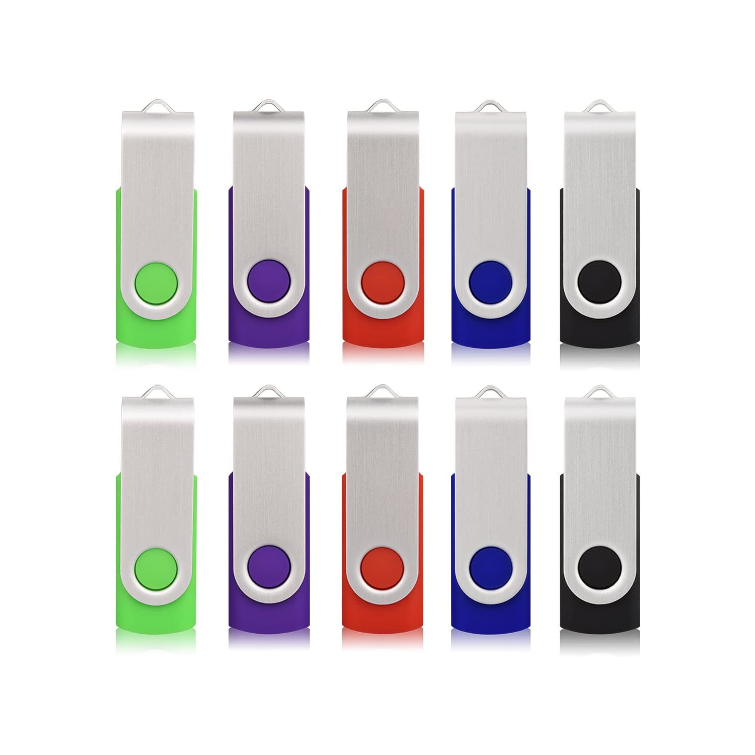 10 Pack 8GB 8G USB Flash Drive Memory Stick Fold Storage Thumb Stick Pen Swivel Design (Five Mixed Colors: Black