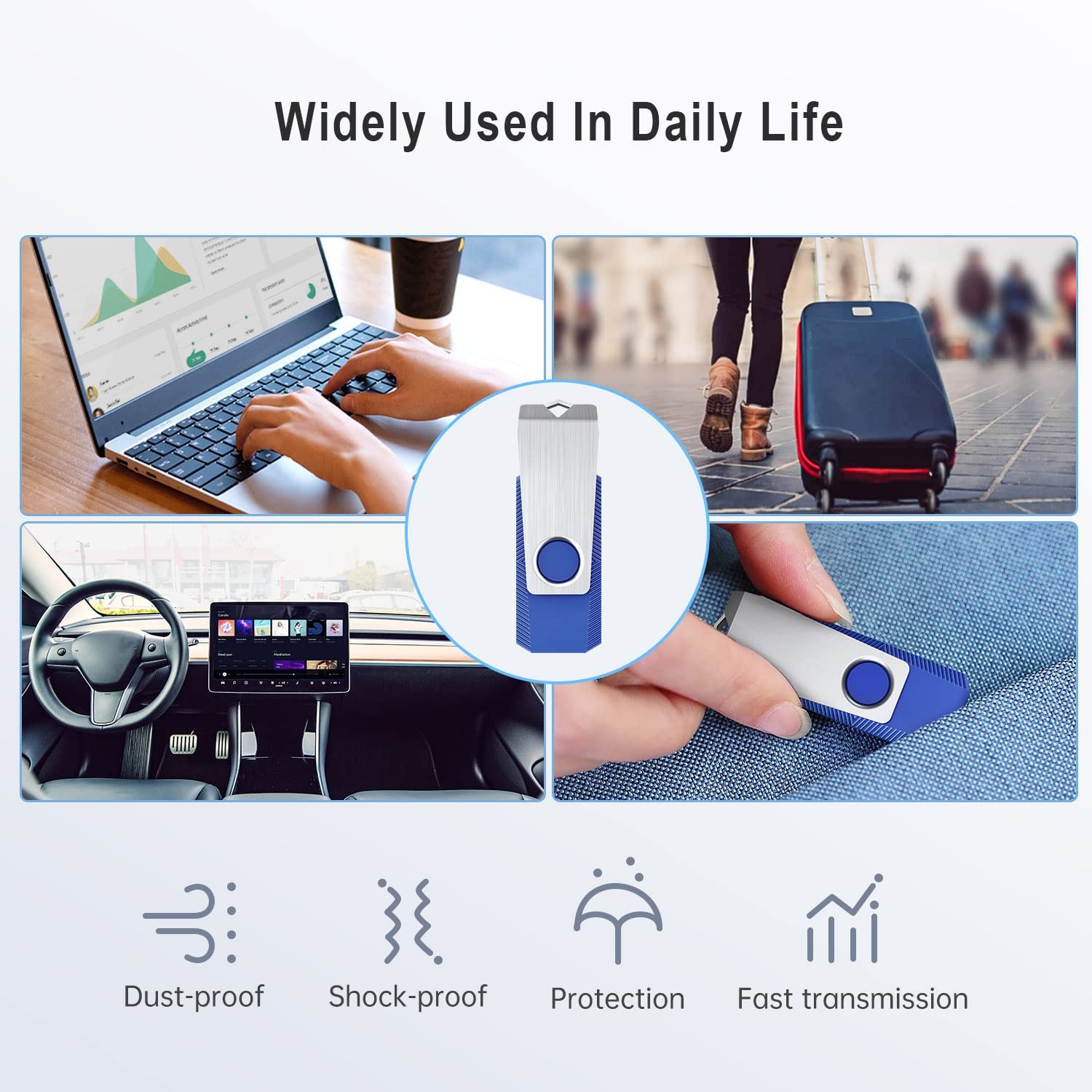 10 Pack 16GB USB Stick Flash Drives USB Key 16 GB USB2.0 Flash Drives Bulk Pack Memory Sticks Blue