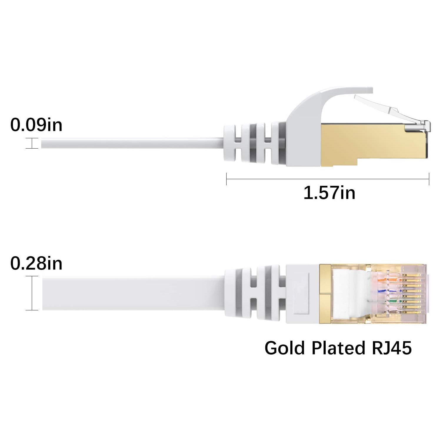 Flat Cat 7 Ethernet Cable, [10ft / ] Internet Network LAN High Speed [10Gbps / 600Mhz] RJ45 Computer Cord