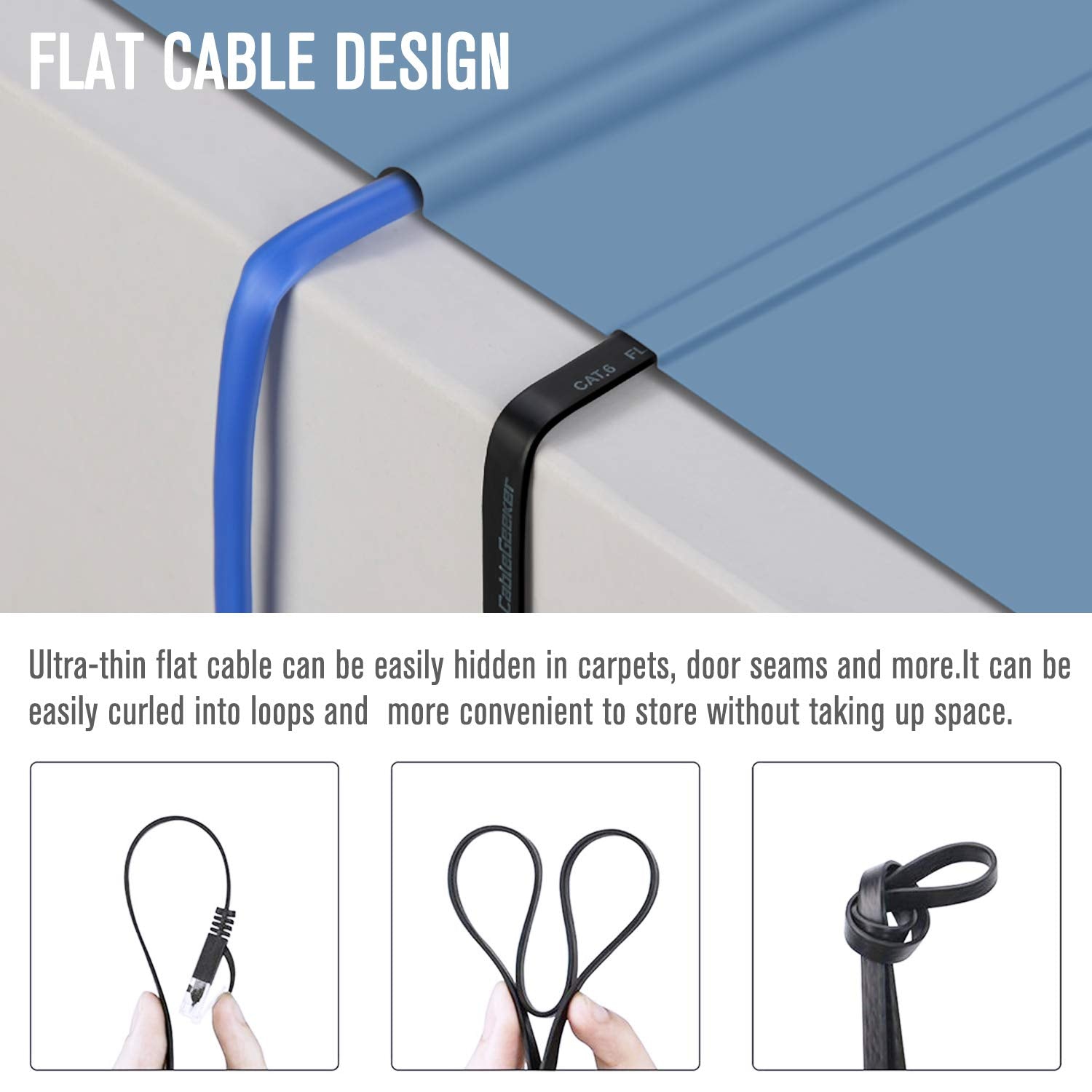 Cat 6 Ethernet Cable Black Cat6 Flat Internet Network Cables - Ethernet Patch
