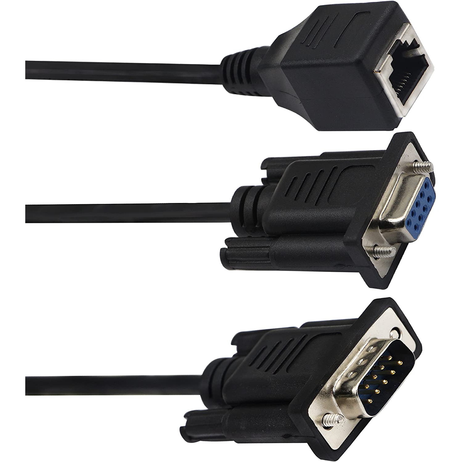 Câble RJ45 à RS232, 9 port série DB9 femelle et mâle à RJ45 femelle Cat5/6 console réseau local Ethernet 15 cm/6 po en service