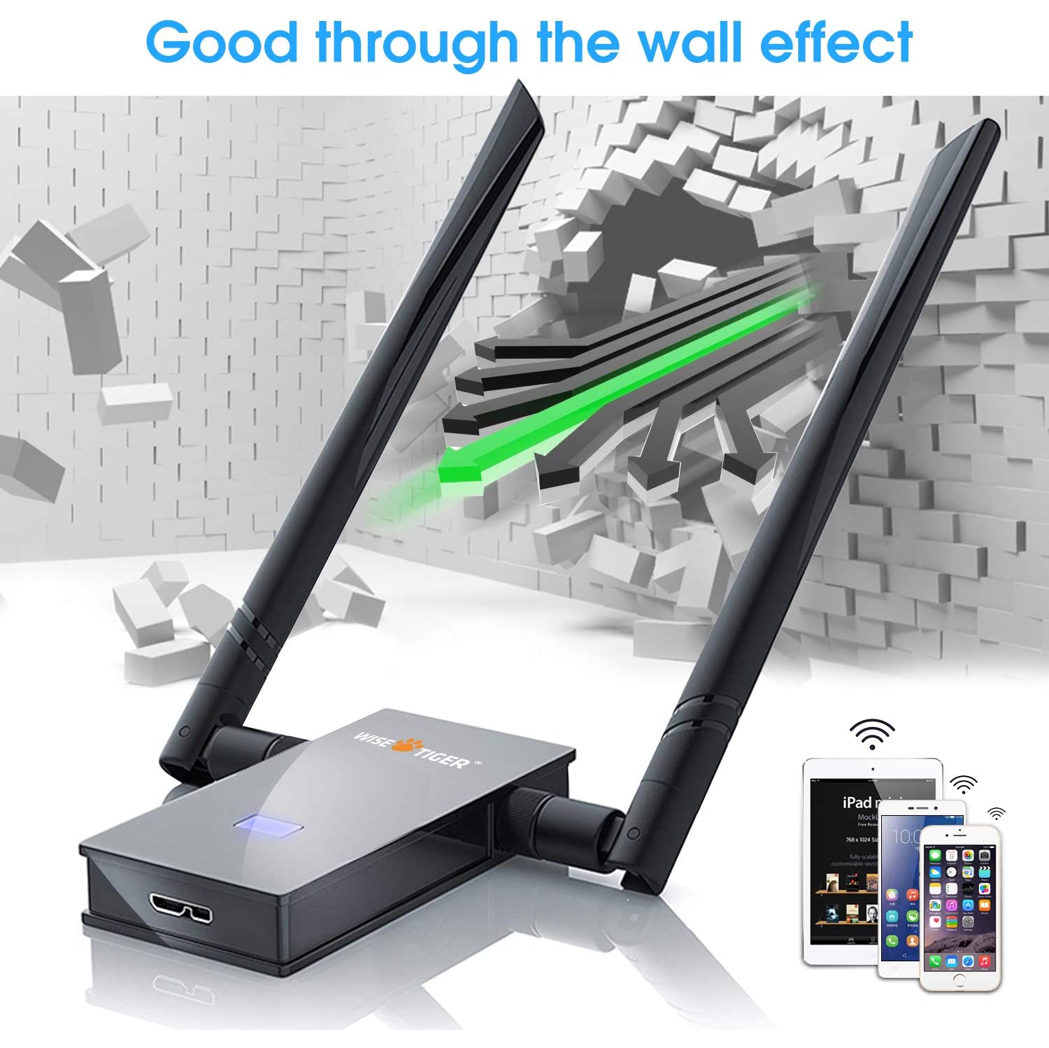WiFi Adapter For Big Room, 1200Mbps Usb Wireless Network Adapter AC With 5dBi High Gain Antenna Compatible with Windows