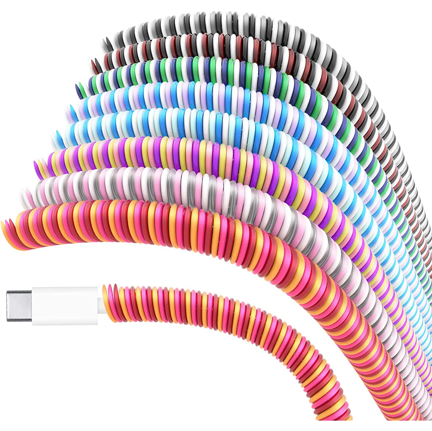 Cable Protector/Wire Repair/Pet Cable Protector/Headphone Saver, 9 Pc Spiral Cable Cover Strain Relief Charger