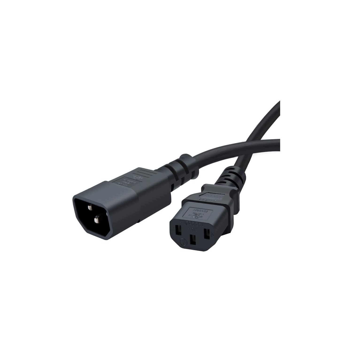 [2-Pack] 6 Feet 18AWG C14 to C13 PDU Style Computer Power Extension Cable, 1.8M / Black