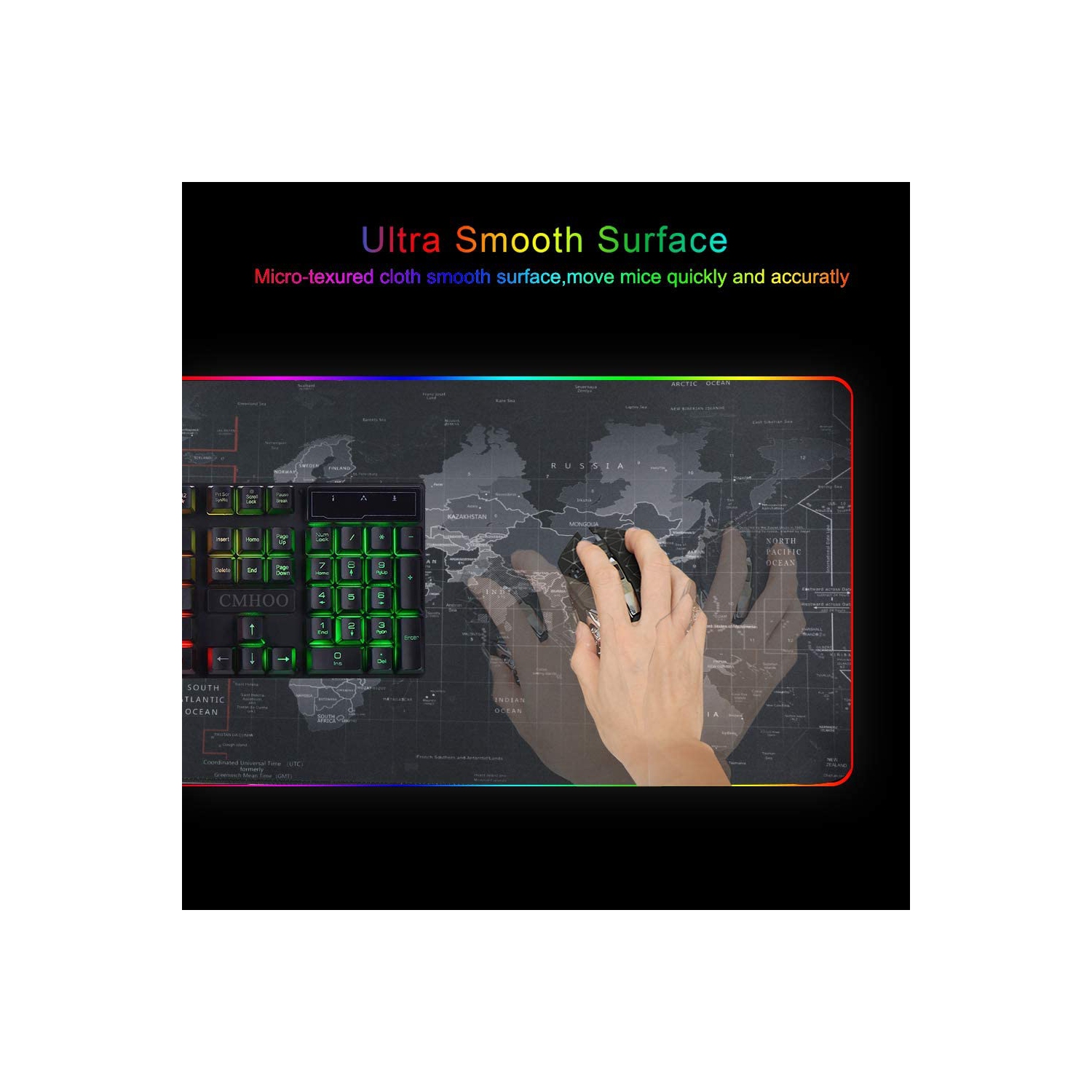 RGB Gaming Mouse Pad Large,90CM x 40CM 11 Lighting Mode Thick Glowing LED Extended Mousepad ，Non-Slip Rubber Base