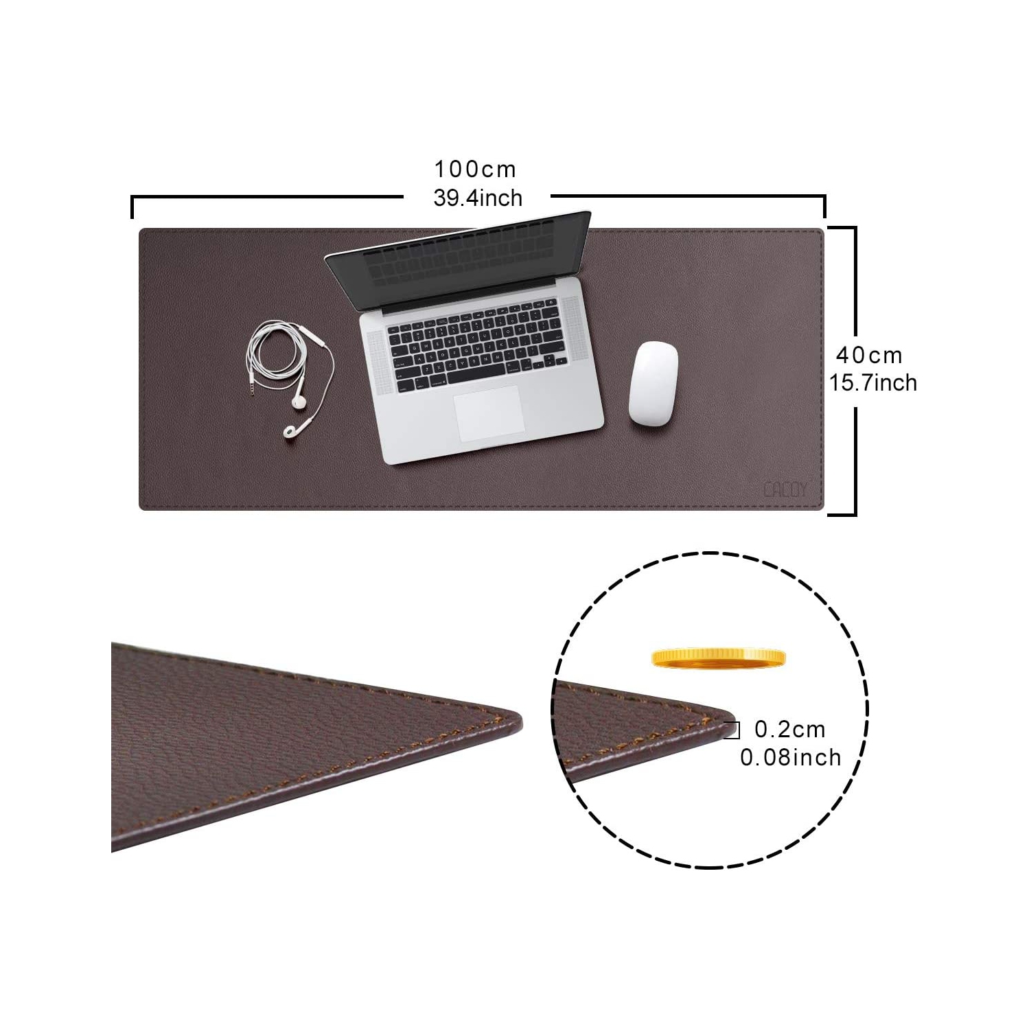 Oversized 39.4"x15.7" PU Leather Desk Pad - Non-Slip Smooth Mouse Pad Writing Desk Mate Protective Mat